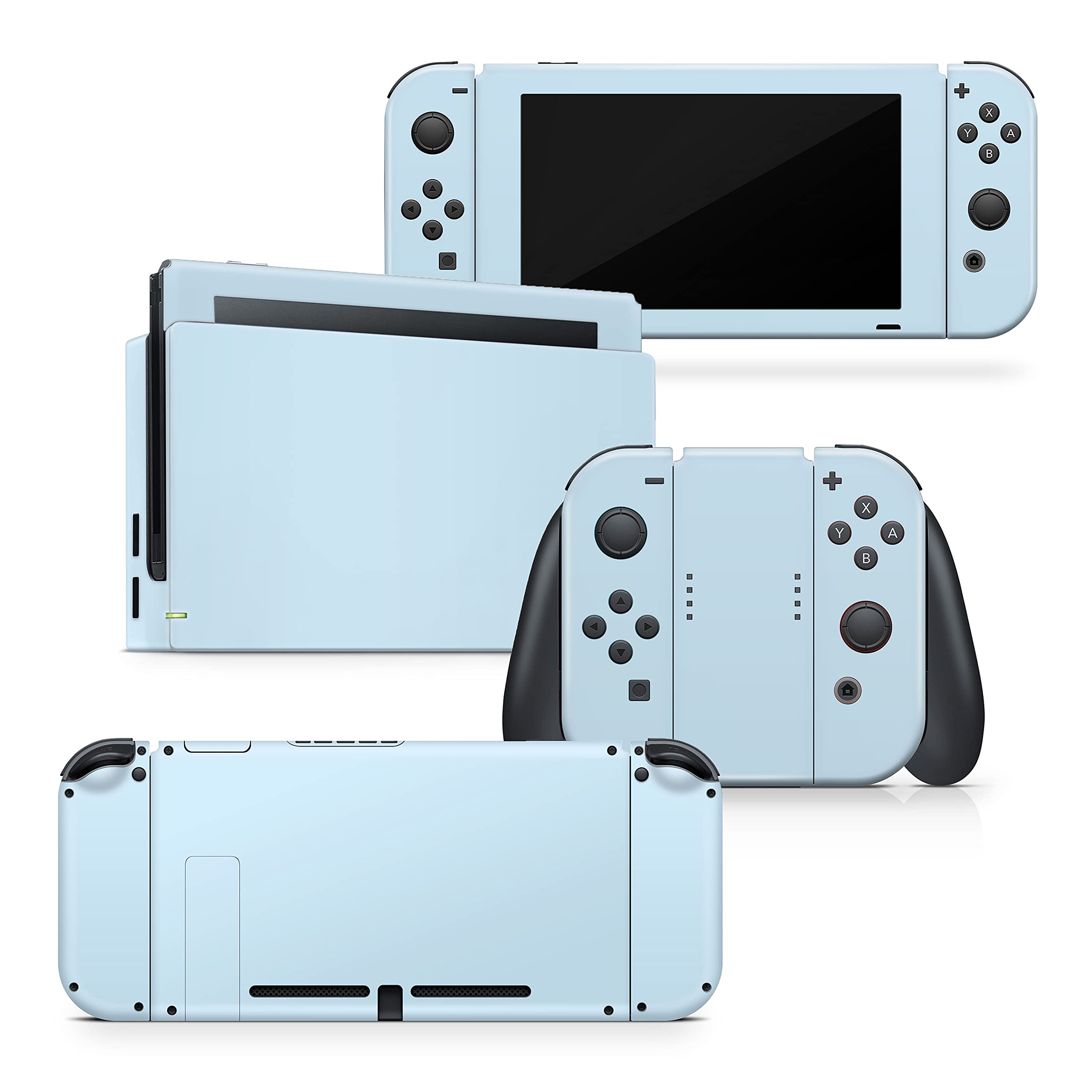 Pastel Blue Kawaii Nintendo Switch Skin Wrap Cover - Premium Vinyl 3M Full Wrap Decal Compatible with Joy-Con, Console & Dock - Cute Protective Decal for Gaming, Travel & Home Decor