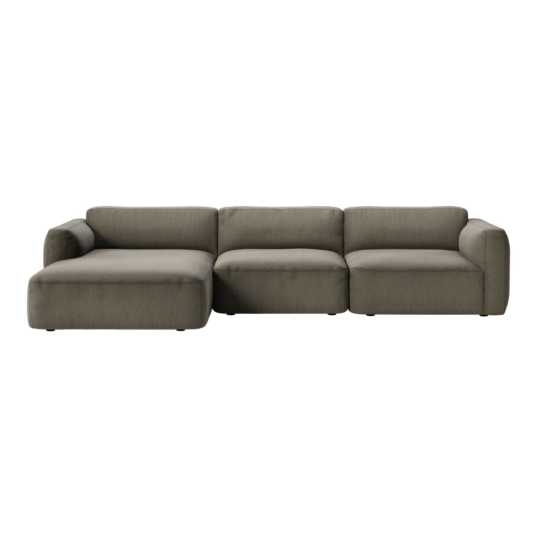 Develius Mellow Models E & F 3-Seater Sofa with Chaise Lounge - Modern Living Room Furniture for Small Spaces, Comfortable Sectional Couch for Apartments and Home Theater