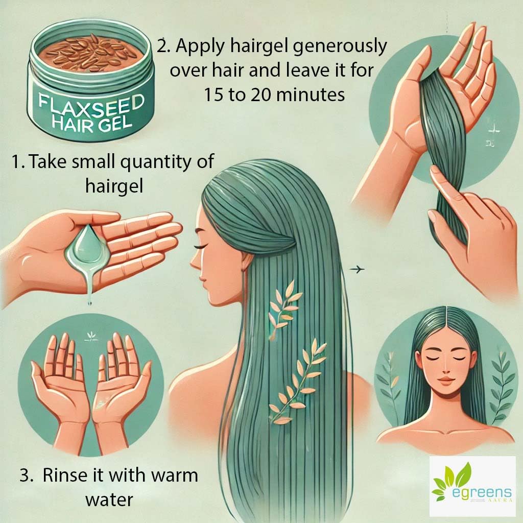 E-GREENS AAURA Flaxseed Hair Gel for Hair Growth & Frizz Control - Infused with Keratin, Rice Protein & Rosemary Oil - Natural Styling Gel for Men & Women (100g) - Perfect for Curly, Wavy & Straight Hair Styling at Home or Salon