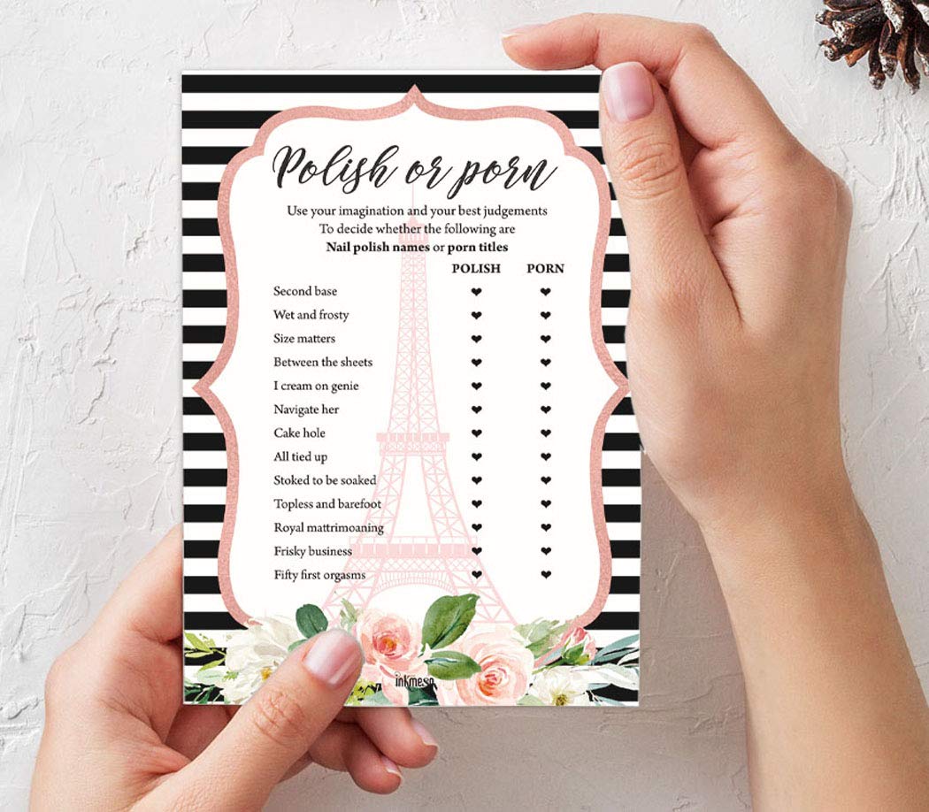 50-Pack Floral Eiffel Tower Party Game Cards - Fun Bachelorette & Bridal Shower Activity Set for Wedding Celebrations, Girls Night Out and Birthday Parties