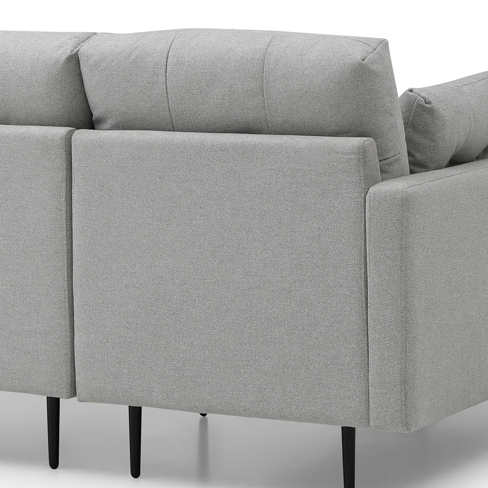 HAVANA 3-Seater Sofa with Left Chaise in Light Grey & Black - Modern Living Room Furniture for Small Spaces & Apartments