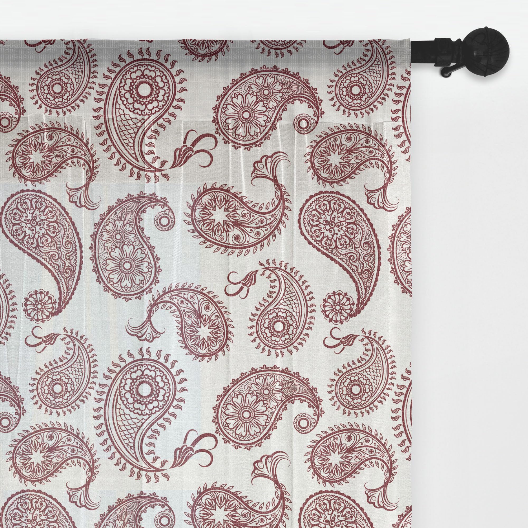 Ambesonne Ethnic Tulle Curtains - Paisley Leaves Boho Print Sheer Drapes with Rod Pocket, 108
