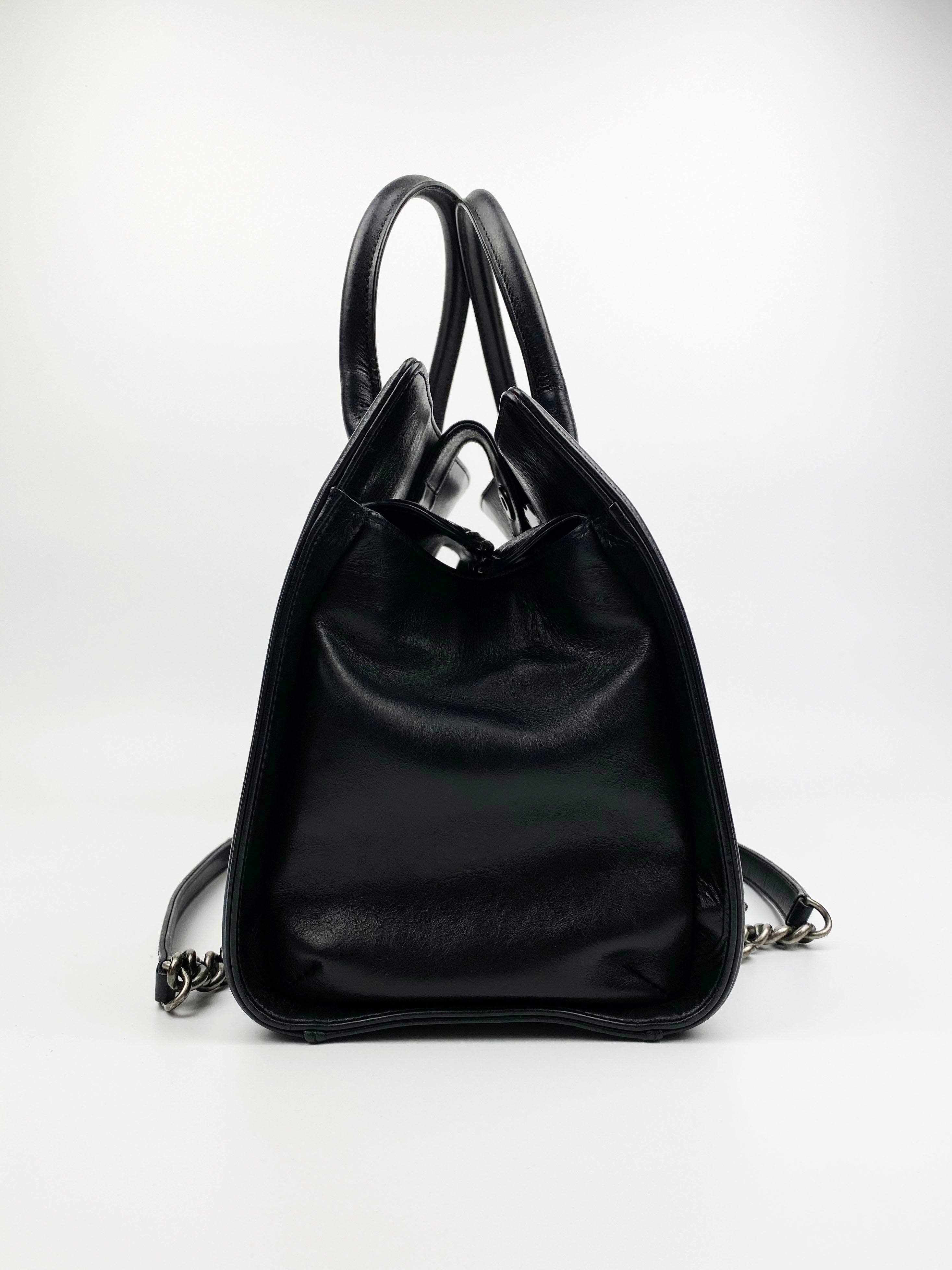 Chanel Large Boy Tote Bag in Black Calfskin Leather - Luxury Designer Handbag for Women, Perfect for Work, Travel & Everyday Use