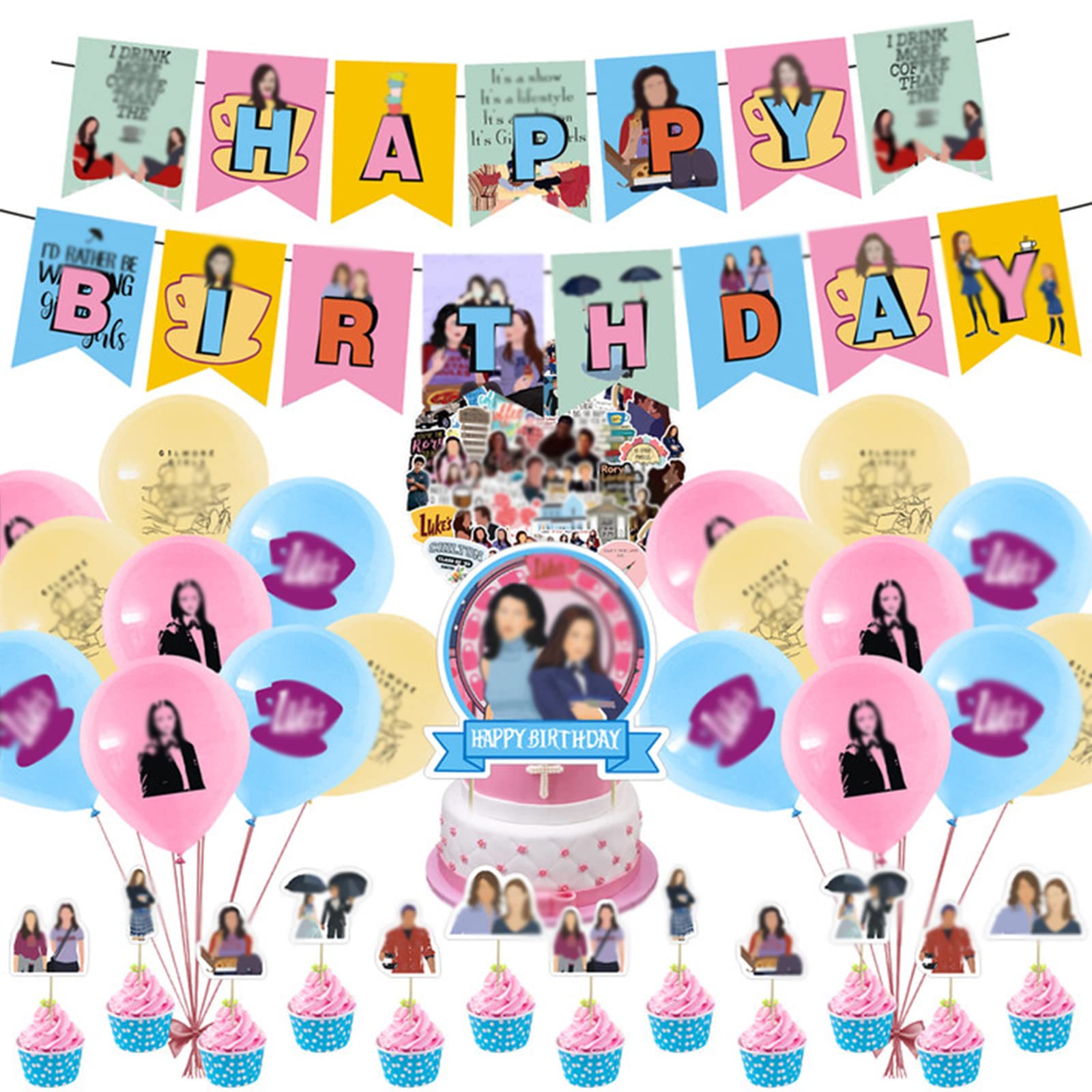 Girls Party Decorations Set - Birthday Banner, Balloons, Stickers for Girls Fans - Perfect for Birthday Parties, Baby Showers, and Themed Events