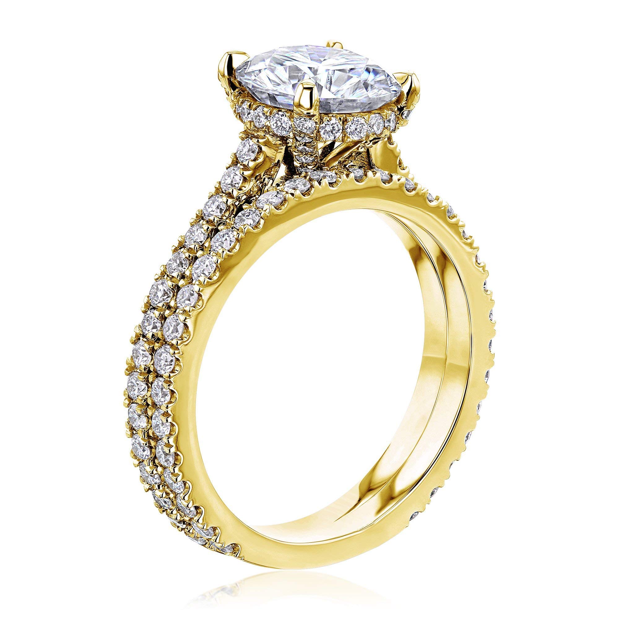 2ct Round Moissanite Engagement Ring with Hidden Halo Setting - Kobelli Elegant Bridal Jewelry for Weddings, Anniversaries & Special Occasions