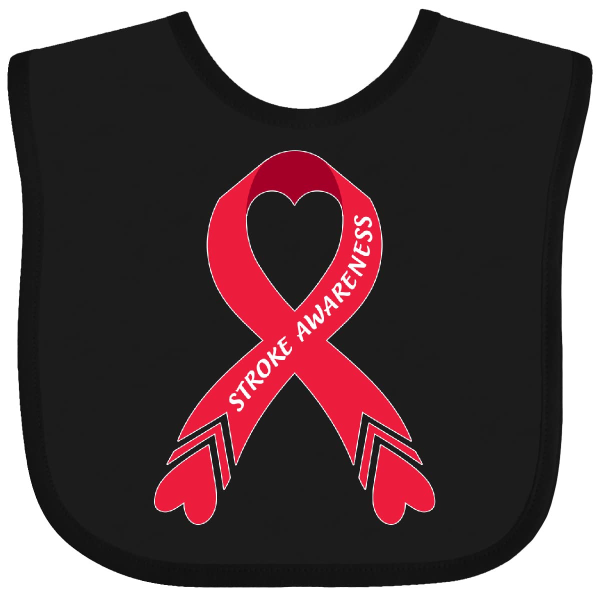 Inktastic Stroke Awareness Red Heart Ribbon Baby Bib - Soft Cotton Infant Feeding Bib for Newborns & Toddlers - Perfect for Mealtime, Daycare & Stroke Awareness Events