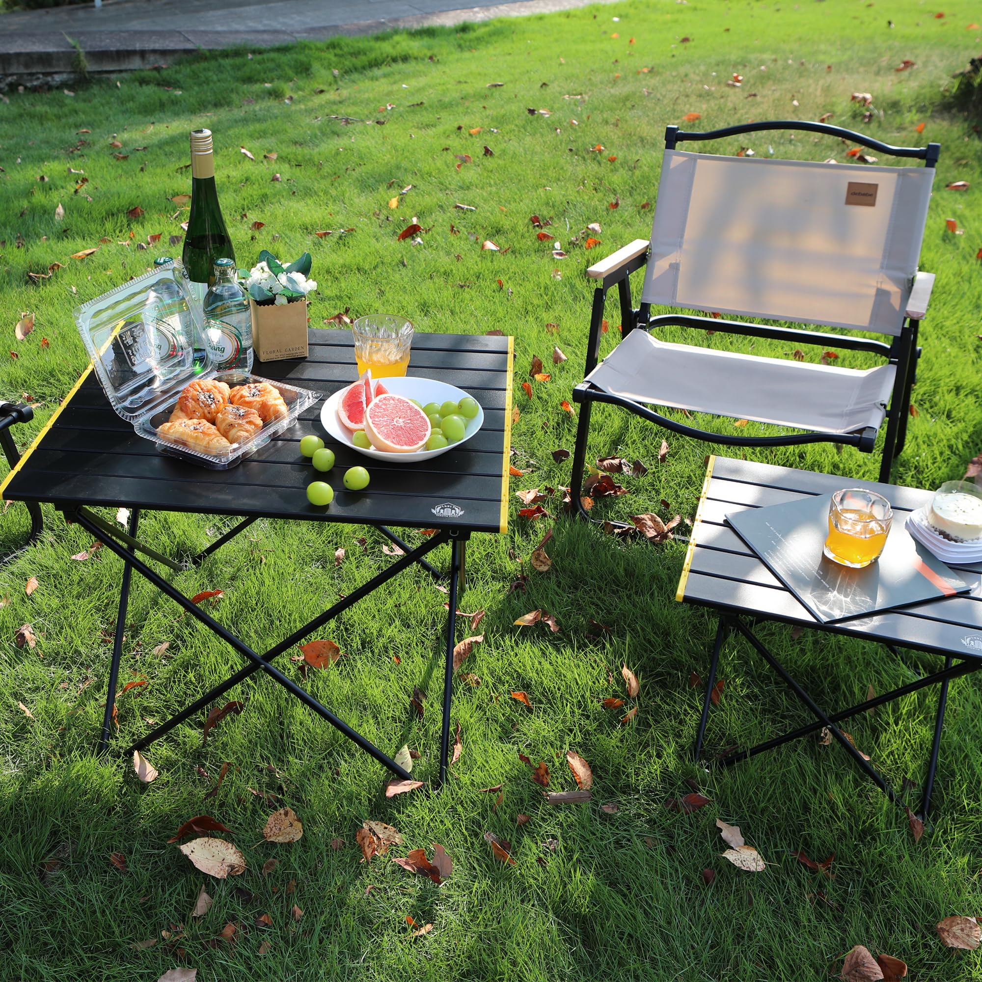 Portable Folding Camping Table - Compact Aluminum Picnic Table for Outdoor, Beach & Travel | Lightweight Collapsible Design | Perfect for Camping, BBQ, Tailgating & Beach Parties (Black)