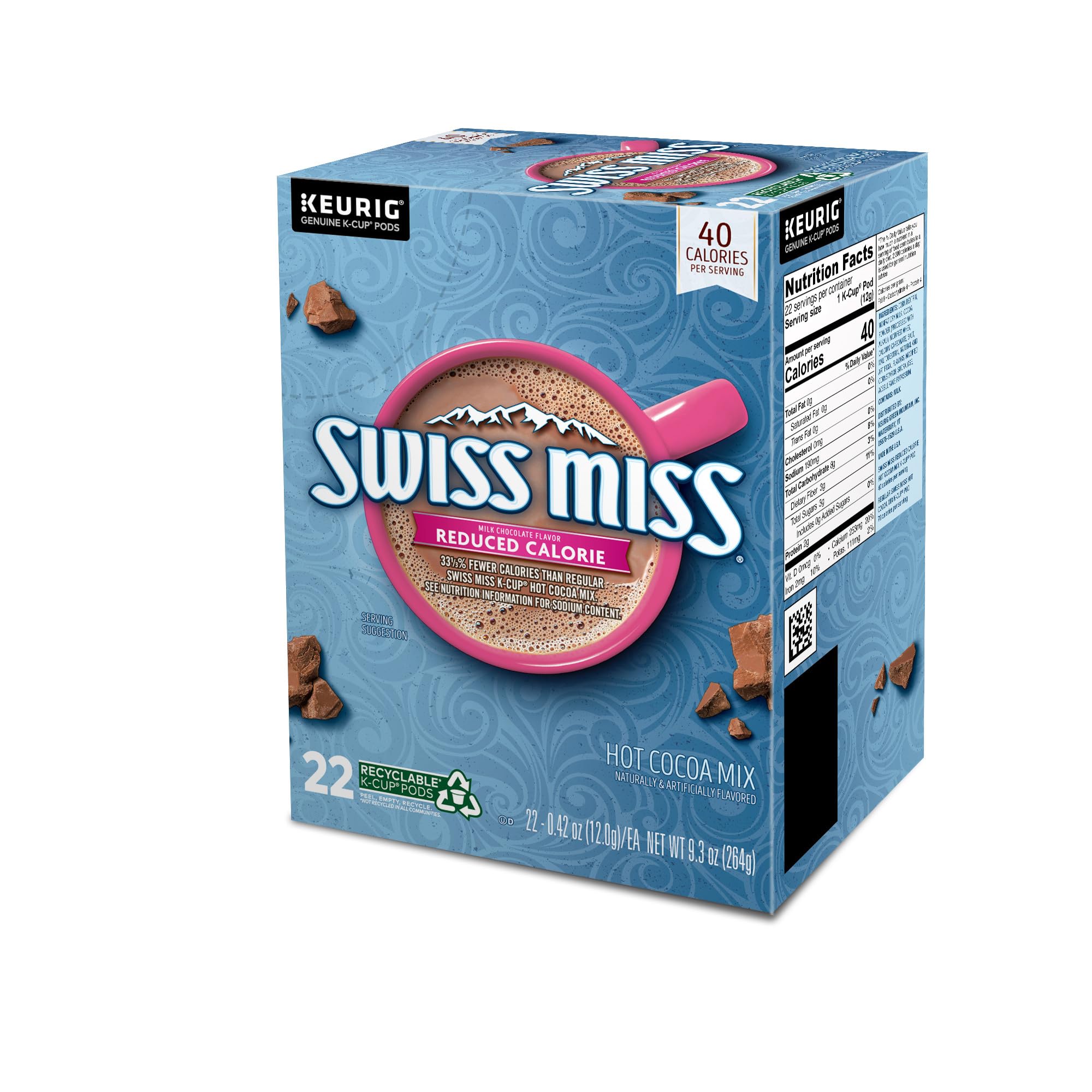 Swiss Miss Sensible Sweets Light Hot Cocoa Mix - Low Calorie Keurig K-Cup Pods (96 Count) - Perfect for Office, Home & Winter Comfort Drinks