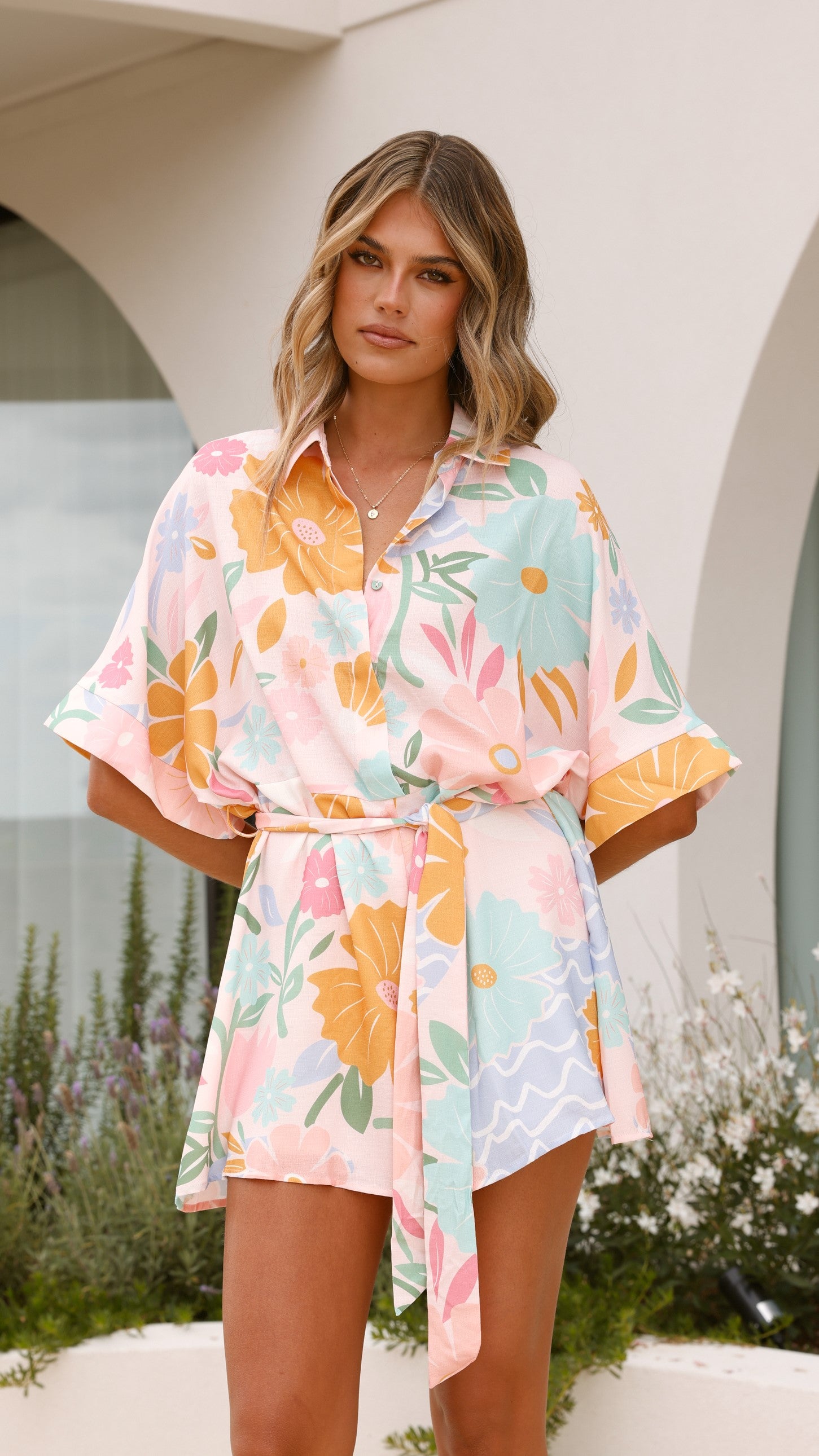 Carmen Playsuit - Blush Petal Floral Romper Jumpsuit for Women | Summer Outfits, Beach Vacation, Date Night Outfits