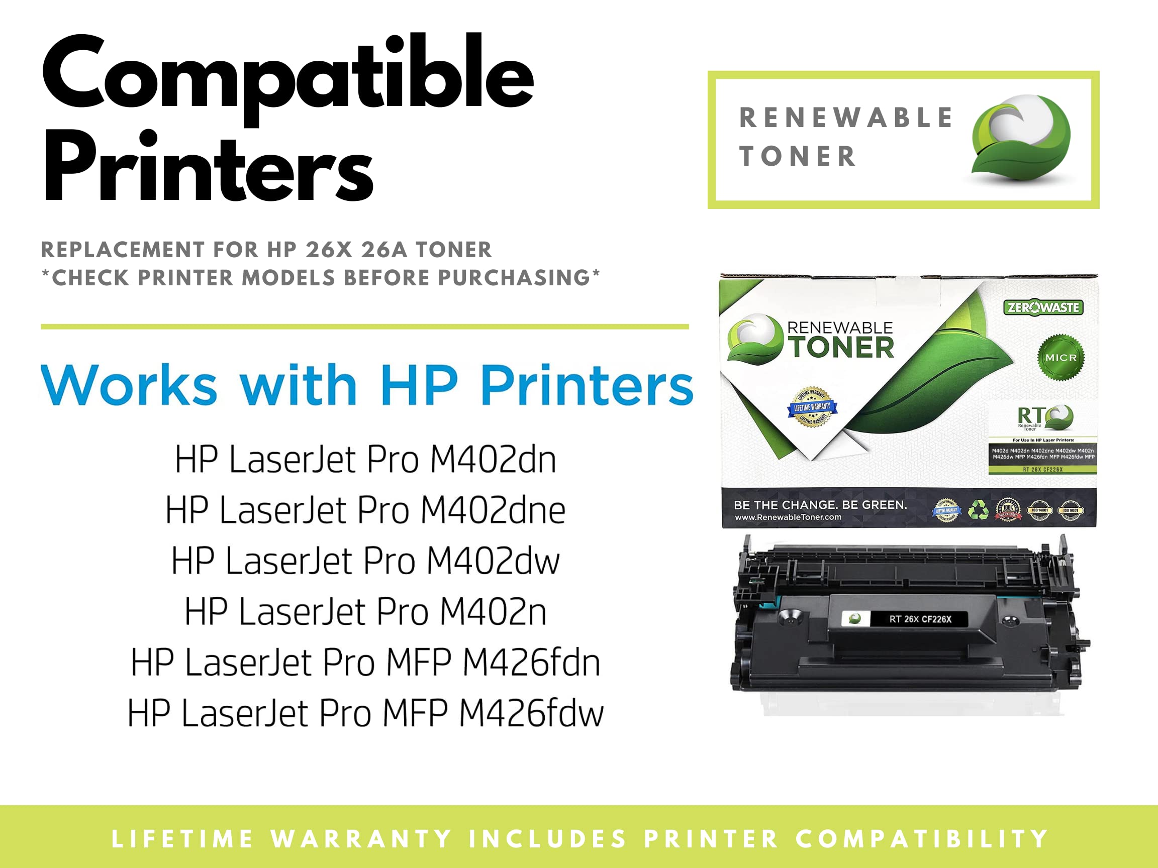 High Yield Remanufactured HP 26X CF226X Toner Cartridge | Compatible with HP M402N M402DN M402DW MFP M426FDW M426FDN M426DW Printers | MICR Ink for Secure Check Printing | Ideal for Office, Banking & Financial Documents