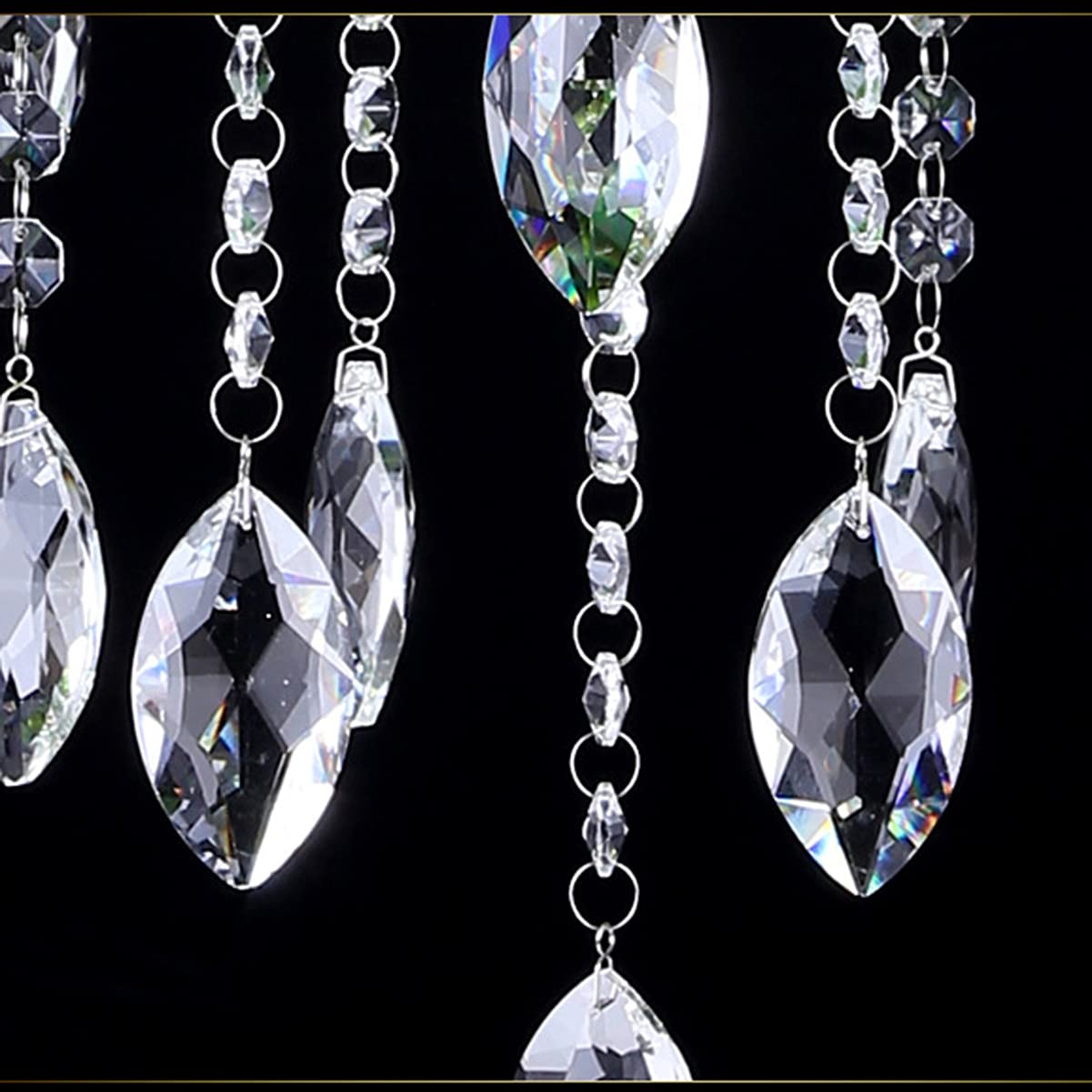 Elegant Modern Crystal Chandelier - 6-Light Candle Candelabra Pendant Ceiling Fixture for Dining Room, Living Room, Bedroom - Green Glass Hanging Lights for Home Decor and Special Occasions