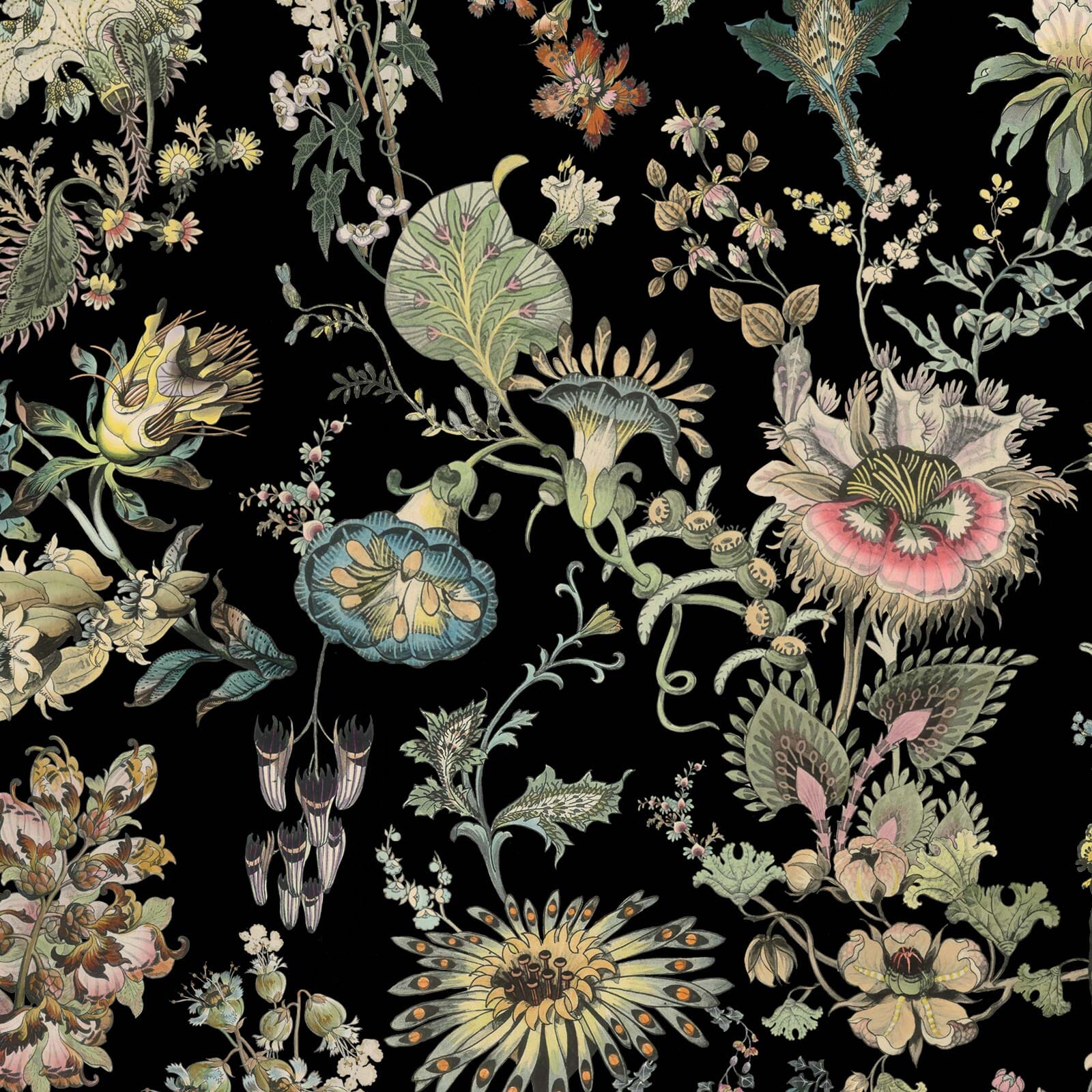 FLORAFANTASIA Noir Wallpaper Sample - Premium Peel & Stick Wallpaper for Bedroom, Living Room & Home Decor