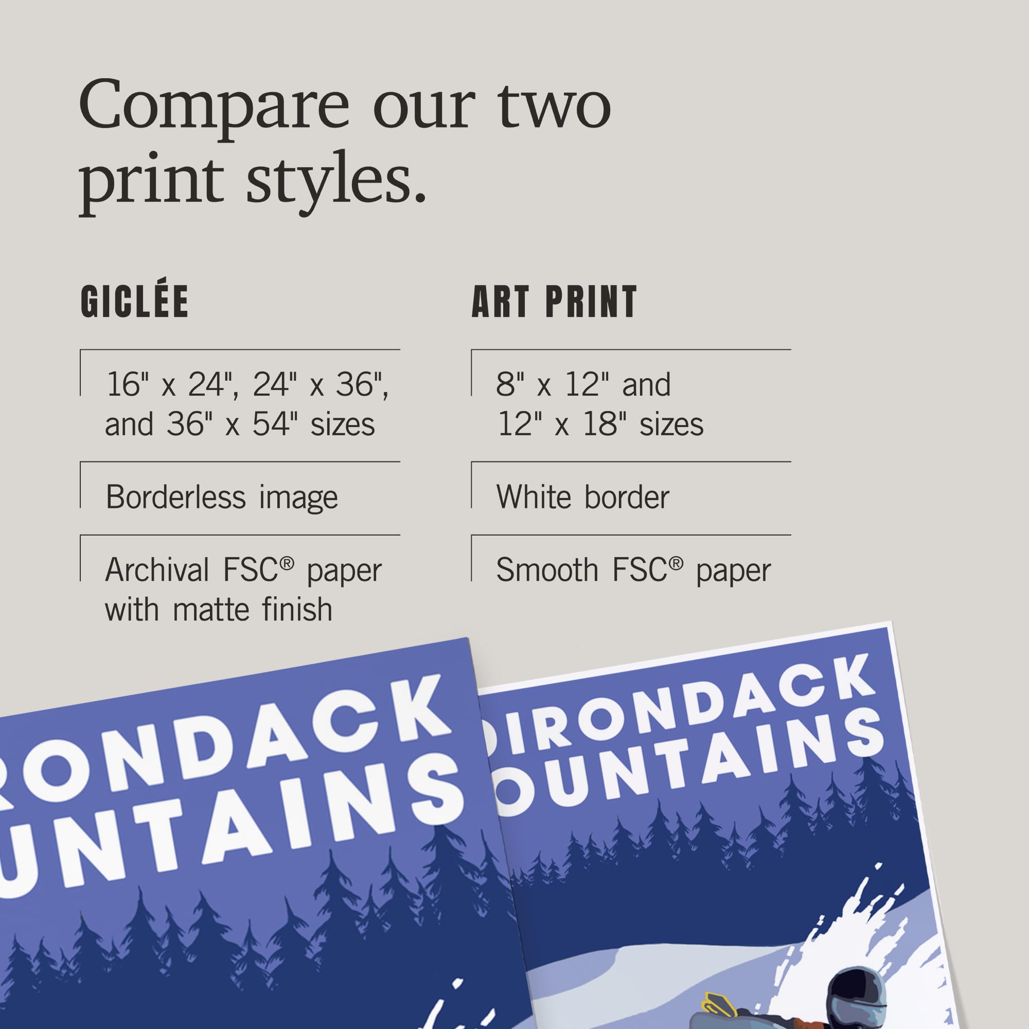 Lantern Press 16x24 Inch Giclee Print - Adirondack Mountains Winter Landscape with Snowmobile Scene | Premium Wall Art for Home & Office Decor | Perfect for Living Room, Bedroom or Cabin