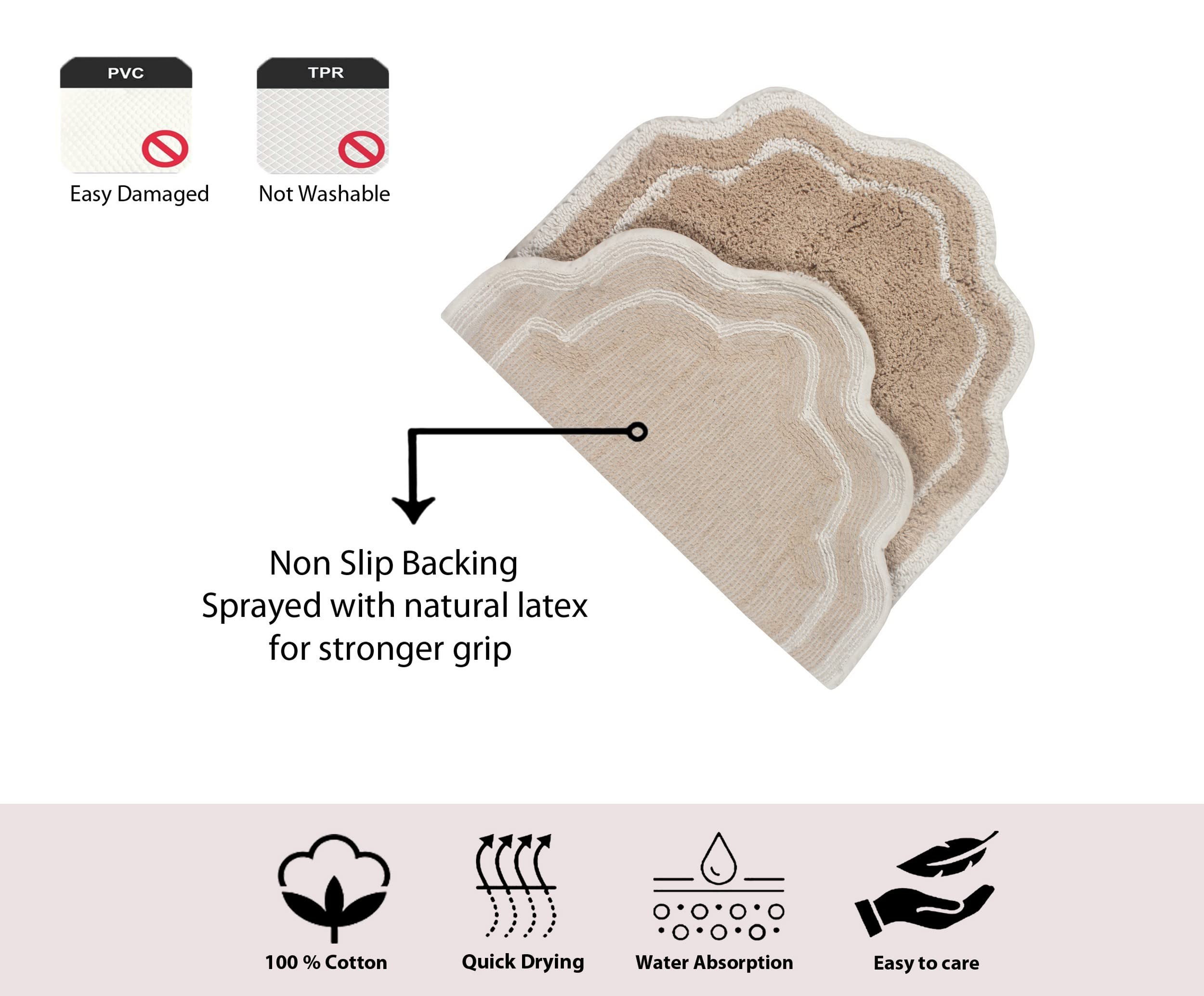 Home Weavers Allure Collection 100% Cotton Tufted Bathroom Rug - Soft, Absorbent & Non-Slip Bath Mat for Bathroom Floor - Machine Washable Runner (21
