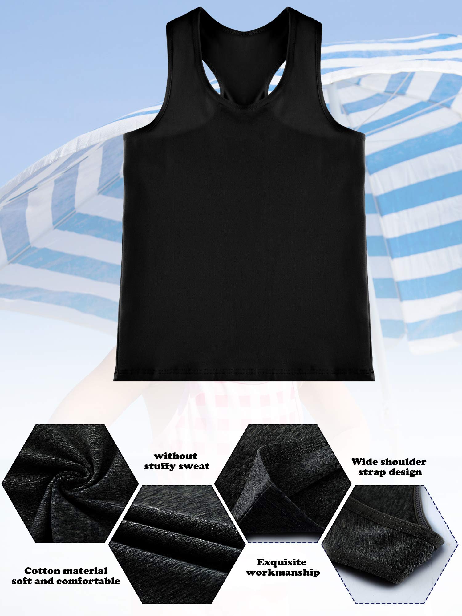 SATINIOR 4 Pack Girls Dance Tank Tops - Racerback Crop Tops Sleeveless Athletic Shirts for Gymnastics, Yoga & Performance - Breathable Workout Tops for Kids & Teens