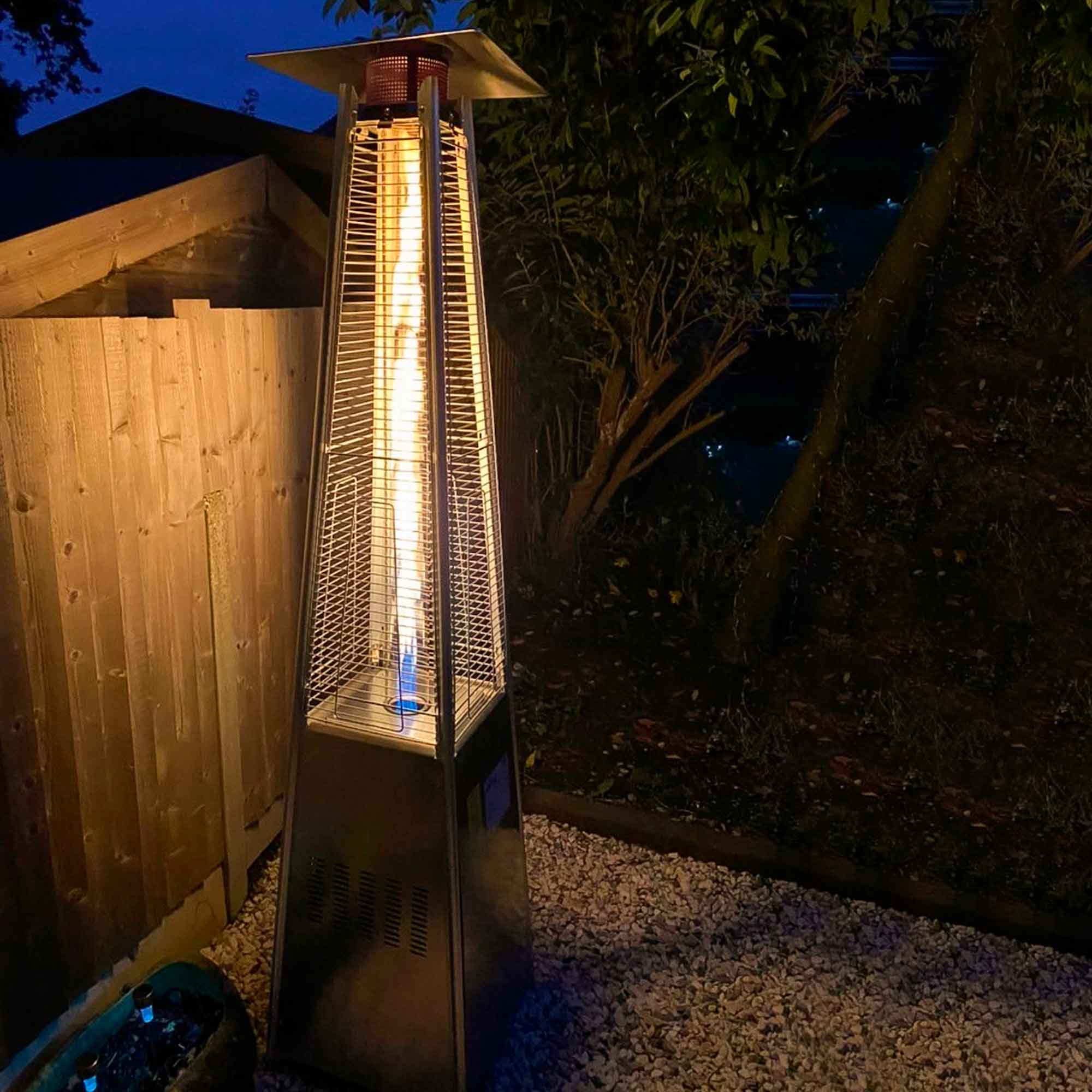 Pyramid Gas Patio Heater 13kW - Commercial & Residential Outdoor Heater with Weatherproof Cover, Stainless Steel DG225 - Perfect for Restaurants, Backyards, and Patio Parties