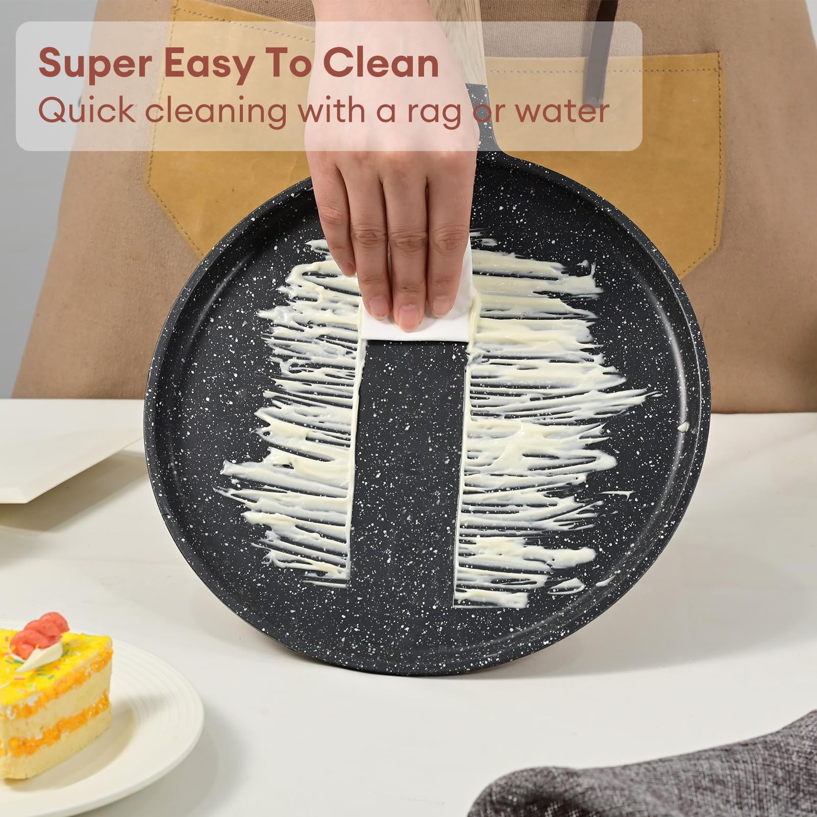 **JEETEE 9.5 Inch Nonstick Crepe Pan - Granite Coating Griddle Pan for Tortillas, Pancakes, Dosa & More - PFOA Free, Induction Compatible, Stovetop Safe (Grey) - Perfect for Breakfast, Brunch & Family Cooking**