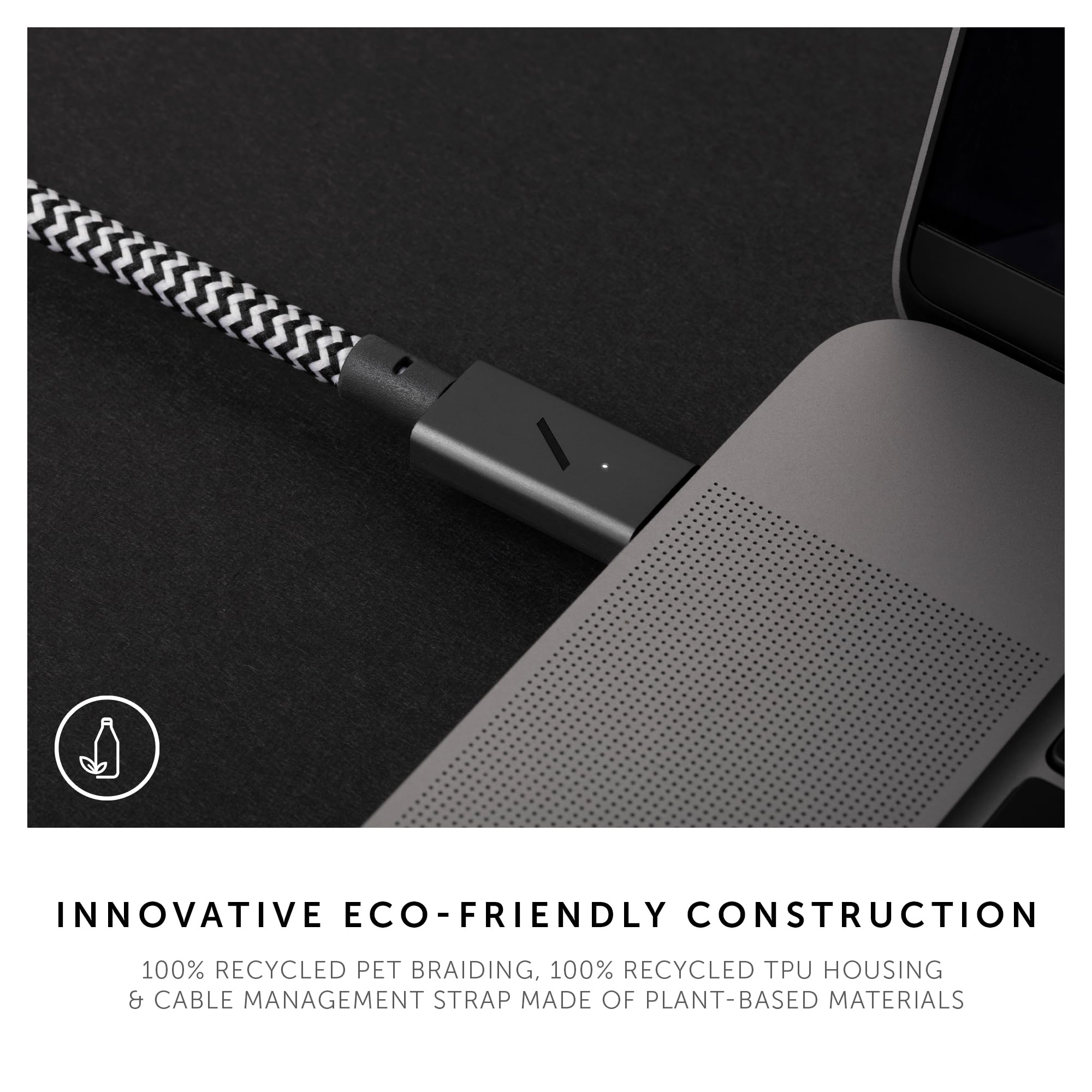 Native Union Type-C Belt Cable Pro - 240W USB-C to USB-C 8ft Ultra-Strong Nylon Braided Charging Cable with Leather Strap | Compatible with iPhone 16, 16 Pro Max, MacBook Pro 14