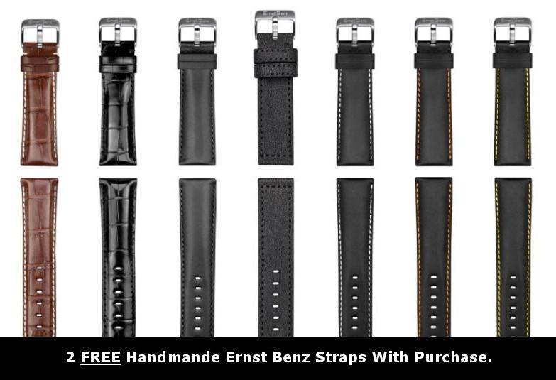 Ernst Benz Chronoscope 47mm Black & Orange Classic Alligator Strap Men's Watch GC10116 - Luxury Timepiece for Business, Formal Events & Collectors