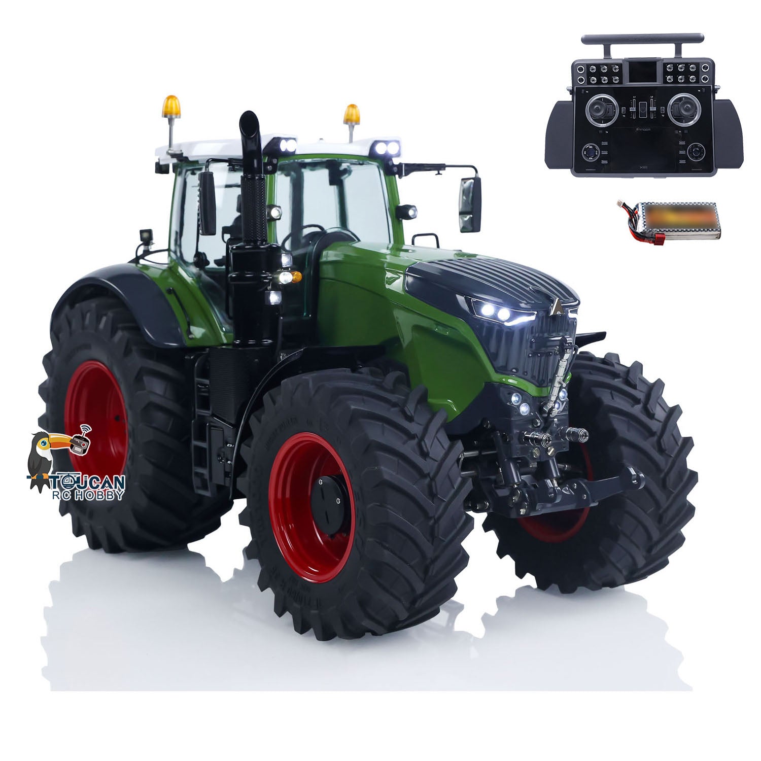 LESU AOUE 1050 1/14 Scale 4WD Metal Hydraulic RC Tractor - 4X4 Radio Control Vehicle with Light & Sound - Realistic Agricultural Toy Car for Hobbyists & Collectors - Perfect for Farm Simulation Play & RC Model Enthusiasts