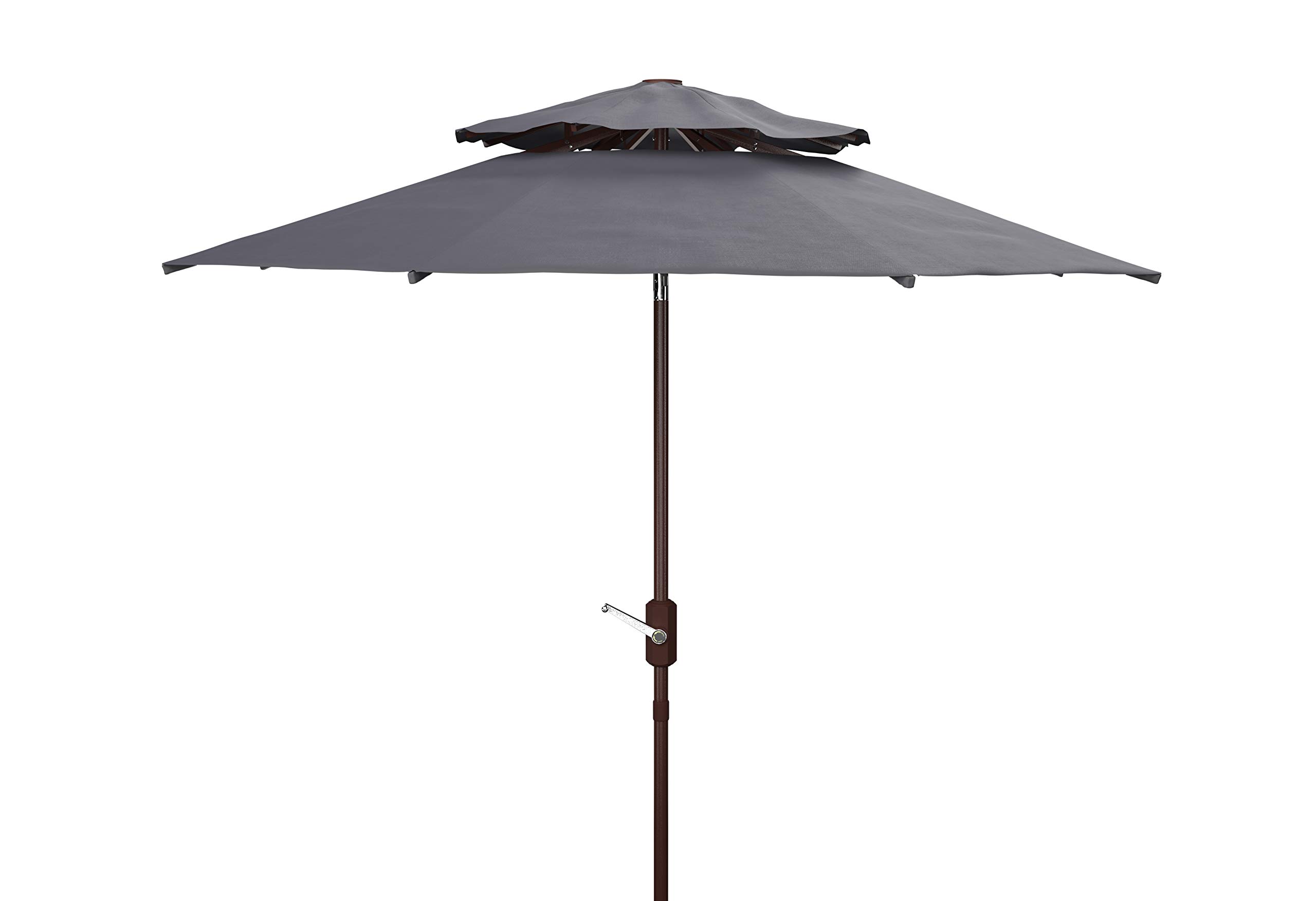 SAFAVIEH Outdoor Athens Navy & White 9-Foot Double Top Crank Patio Umbrella with UV Protection - Perfect for Poolside, Backyard, and Outdoor Dining Areas