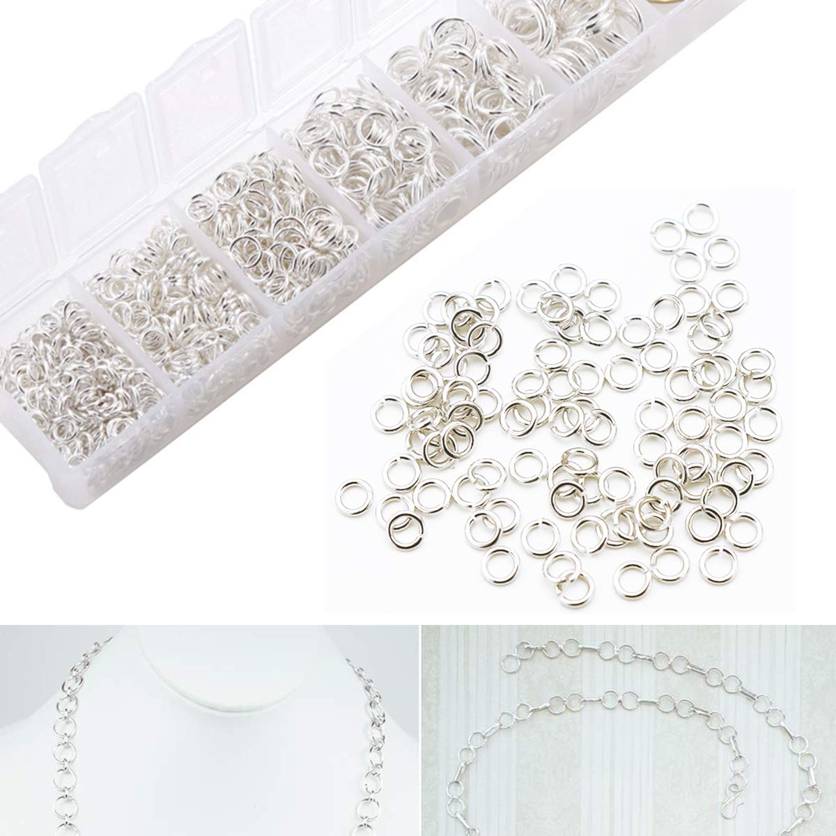 1504pcs Jewelry Making Kit with Open Jump Rings, Lobster Clasps & Tools - Bright Silver Jump Ring Set for Necklace Repair, DIY Jewelry Crafting - Perfect for Home Jewelry Making & Professional Repair Work