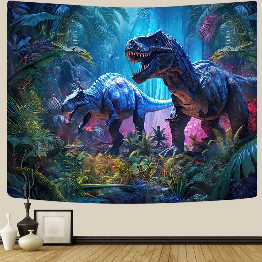 GOAOK Dinosaur Wall Tapestry 40x30 Inches - Prehistoric Dino Decor for Boys Room, Jungle Themed Bedroom Wall Hanging, Dorm & Living Room Decor - Perfect for Kids Bedroom, Nursery, Playroom and Teen Boys Space