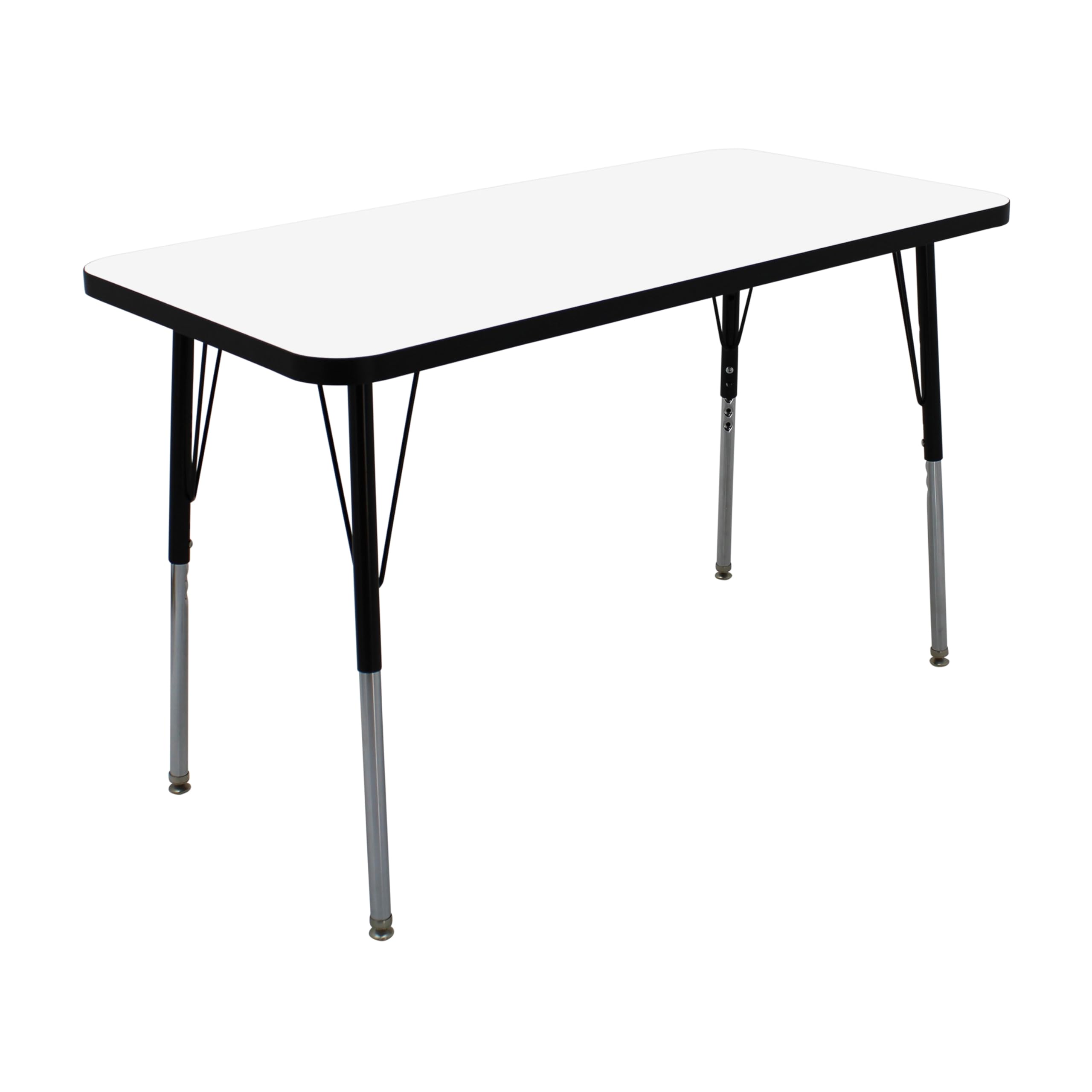 FDP 24x48 Inch Adjustable Height Dry-Erase Activity Table - Whiteboard Top with Black Edge for School, Office & Home - Swivel Glide Standard Legs (19-30