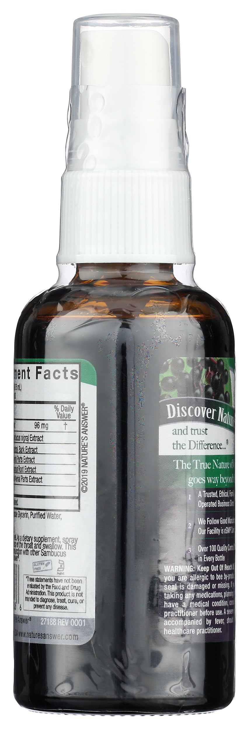 Nature's Answer Sambucus Elderberry Immune Support Spray, 2 fl oz - Boost Immunity & Fight Colds, Perfect for Travel & Daily Wellness