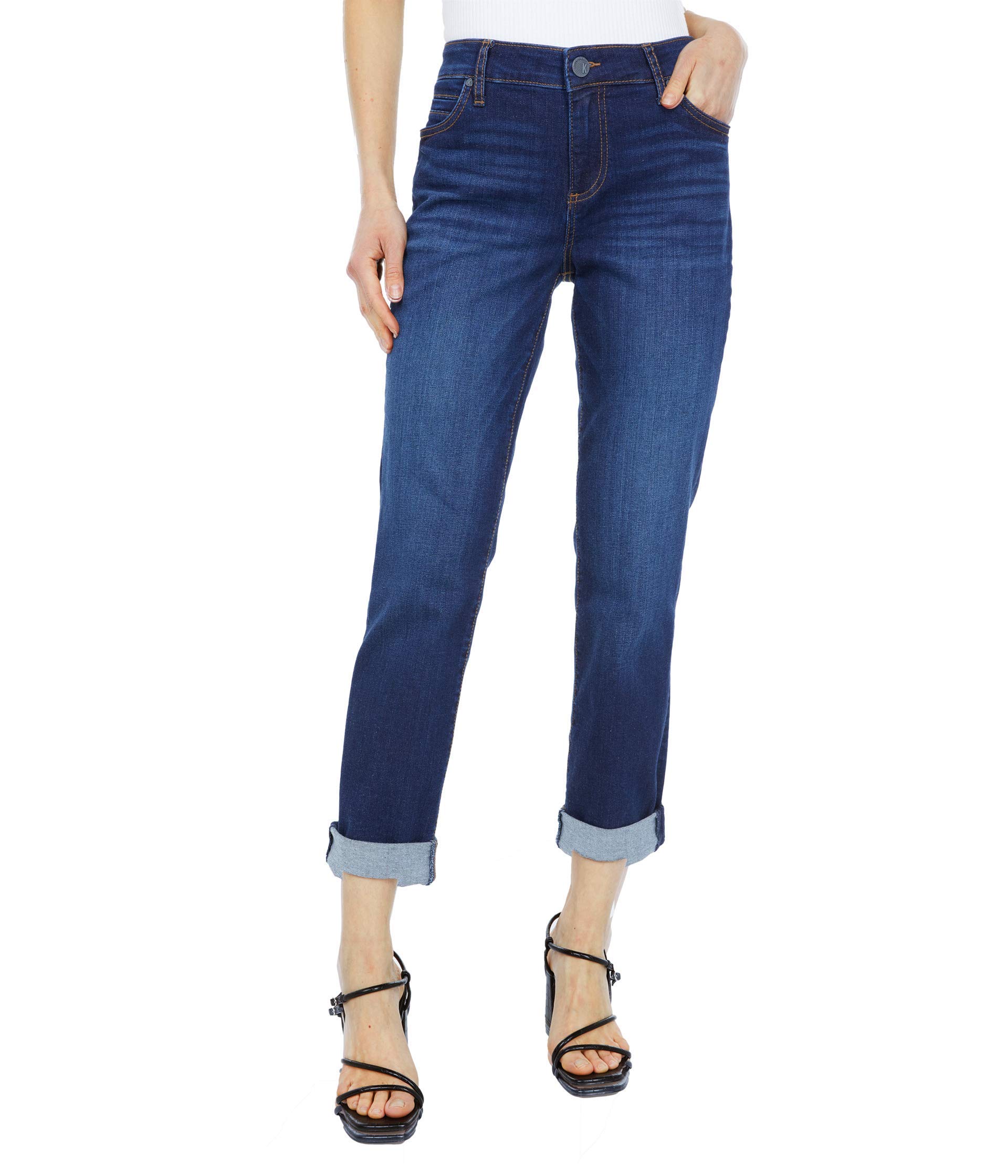 KUT from the Kloth Catherine Boyfriend Jeans - Women's High Waisted Distressed Denim Pants for Casual Wear & Everyday Outfits