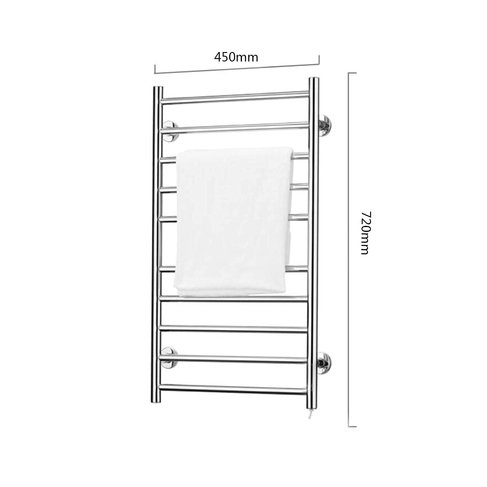 Electric Towel Warmer - Wall Mounted Heated Towel Rack with Built-in Timer | Stainless Steel Bathroom Drying Rack | Space Saving Design for Home & Spa Use | Perfect for Bathrooms, Saunas and Luxury Hotels