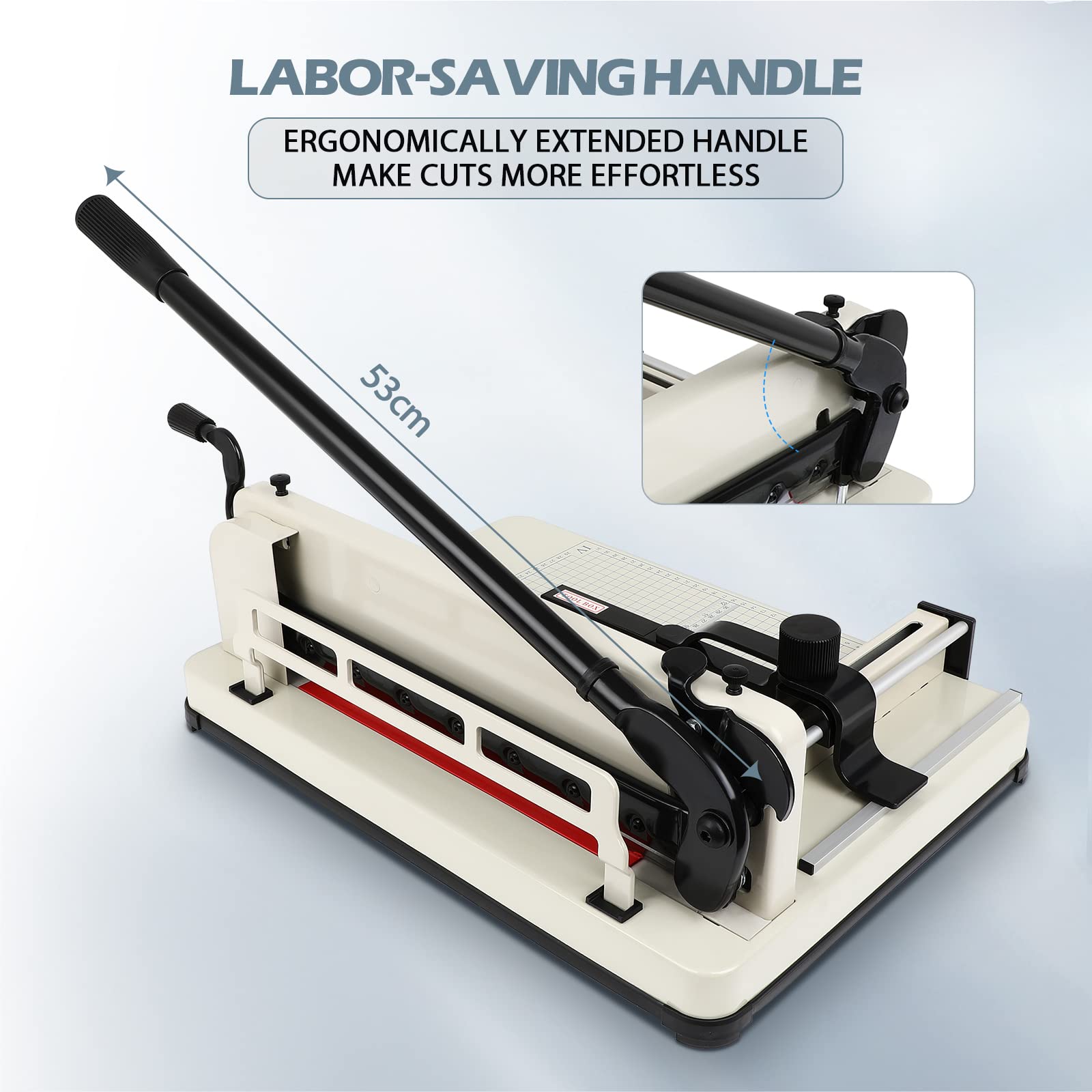 12 Inch Heavy Duty Guillotine Paper Cutter - 400 Sheet Capacity with Double Safety Protection & Durable HSS Blade - Includes Free Replacement Blade - Perfect for Office, School, Crafting, and Photo Cutting Projects