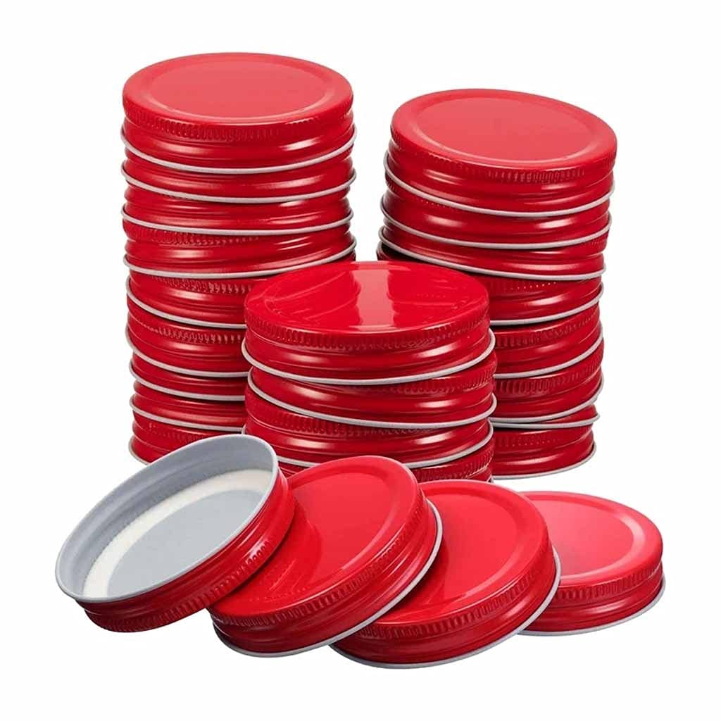 30 Pack Red Mason Jar Lids - Leak Proof Regular Mouth Canning Jar Lids for Secure Food Storage - Perfect for Home Canning, Pickling & DIY Crafts