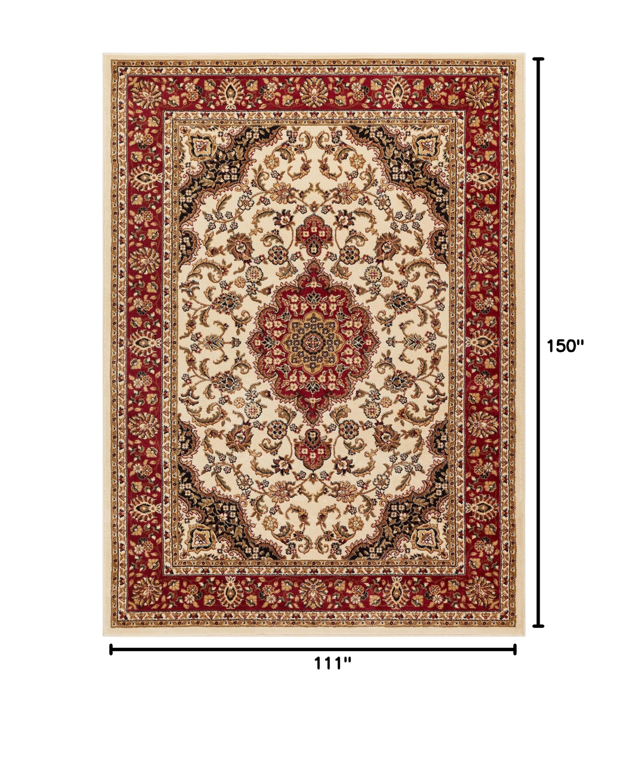 Well Woven Barclay Collection Medallion Kashan Ivory 9x12 Area Rug - Soft Non-Slip Living Room Rug, Bedroom Carpet & Dining Room Floor Mat for Home Decor, Housewarming Gift & Cozy Interior Design