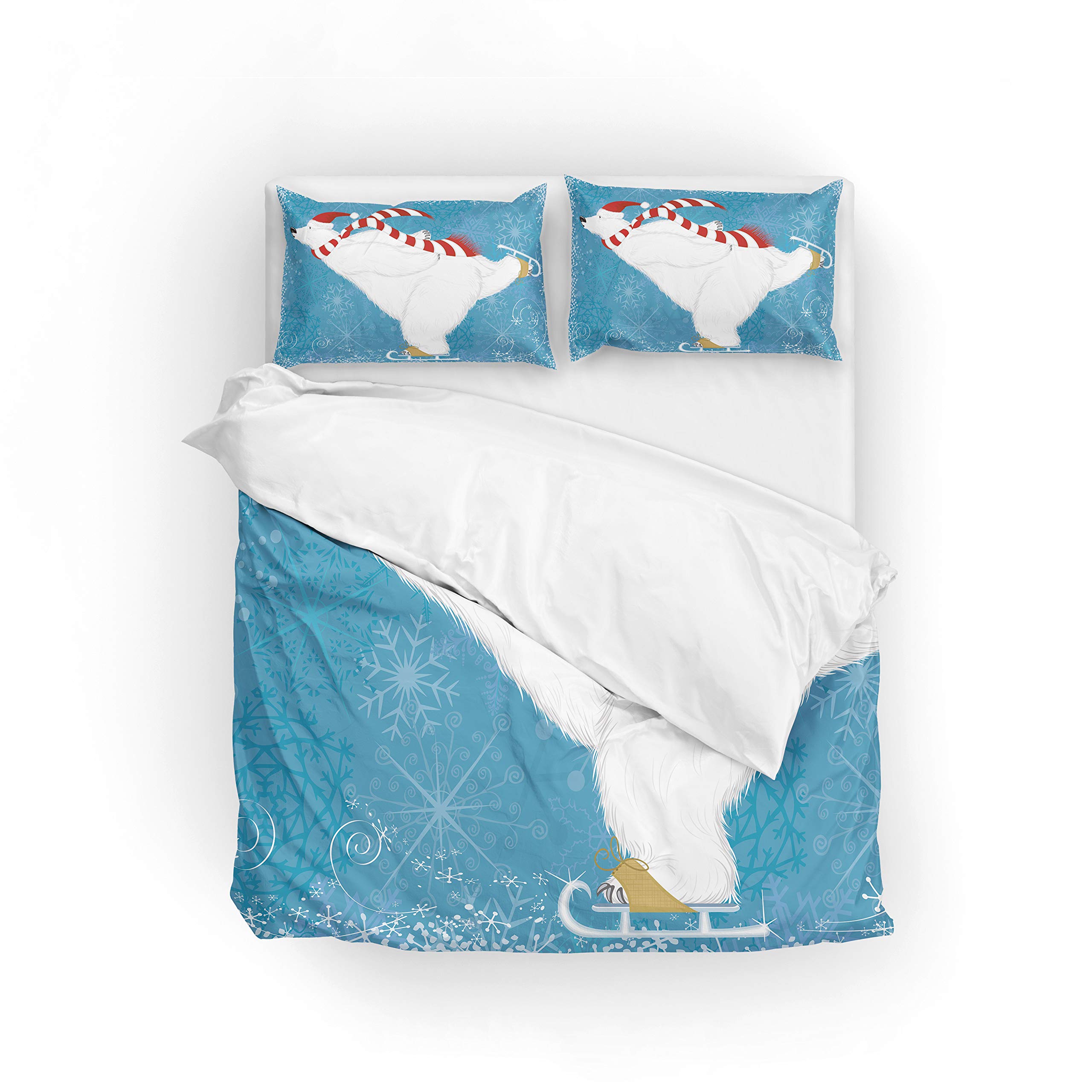 Polar Bear Duvet Cover King Size - Soft Polyester Bedding Set for Winter Comfort