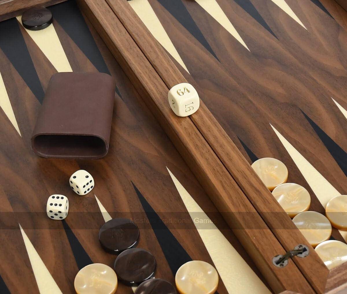 York Deluxe 19-Inch Walnut Backgammon Set with Inlaid Wooden Board - Includes Wooden Checkers, Dice Cups, Dice & Doubling Cube - Italian Craftsmanship - Perfect for Game Nights, Travel & Home Decor