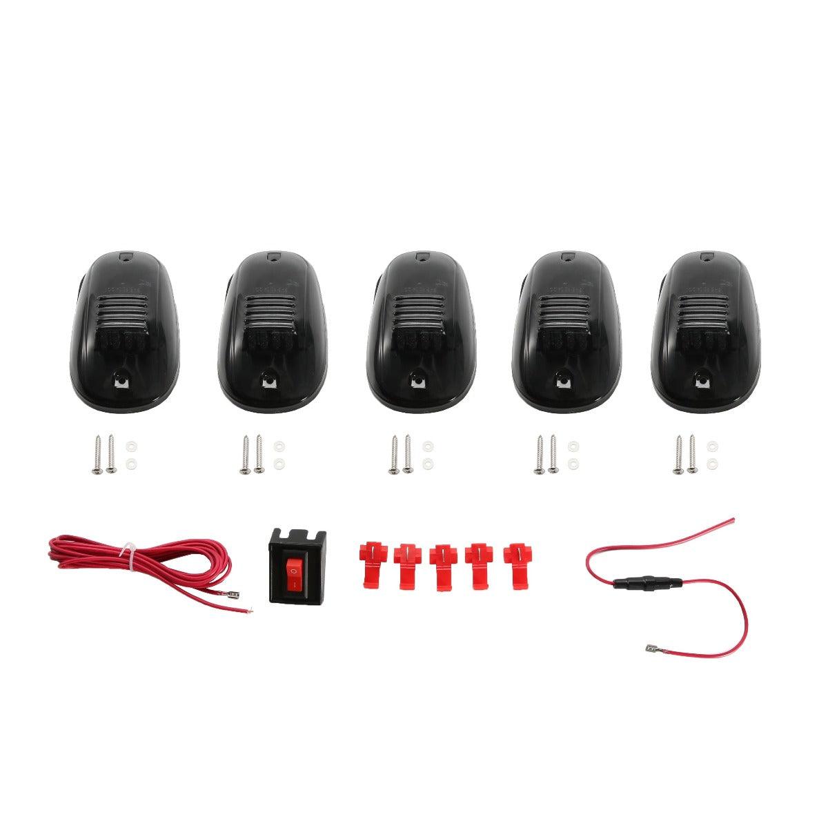 5-Pack 12 LED Yellow Trailer Truck Roof Top Marker Lights - Waterproof & Durable for Semi Trailers, RVs & Commercial Vehicles (Night Visibility & Safety)