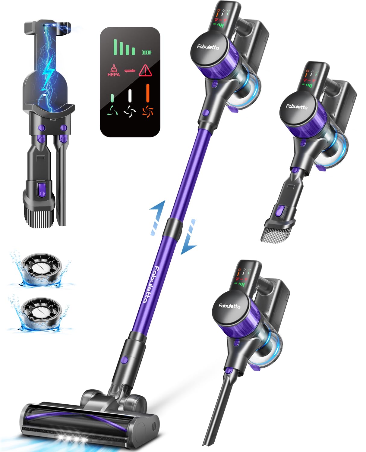 FABULETTA 38Kpa Cordless Vacuum Cleaner - 6-in-1 Lightweight for Pet Hair & Floors