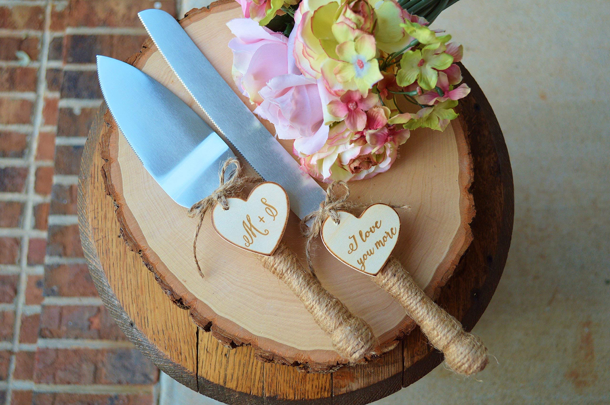 Personalized Cake Knife Set - Custom Engraved Wedding Cake Knife with Rustic Burlap Handle - Perfect for Wedding, Anniversary & Special Occasion Cake Cutting Ceremonies