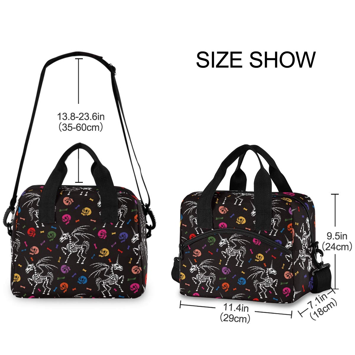 Unicorn Skull Lunch Bag for Women - Gothic Skeleton Insulated Cooler Tote - Durable Leakproof Lunch Box for Office, Work, School & Picnic - Perfect for Halloween, Gothic Style & Everyday Use