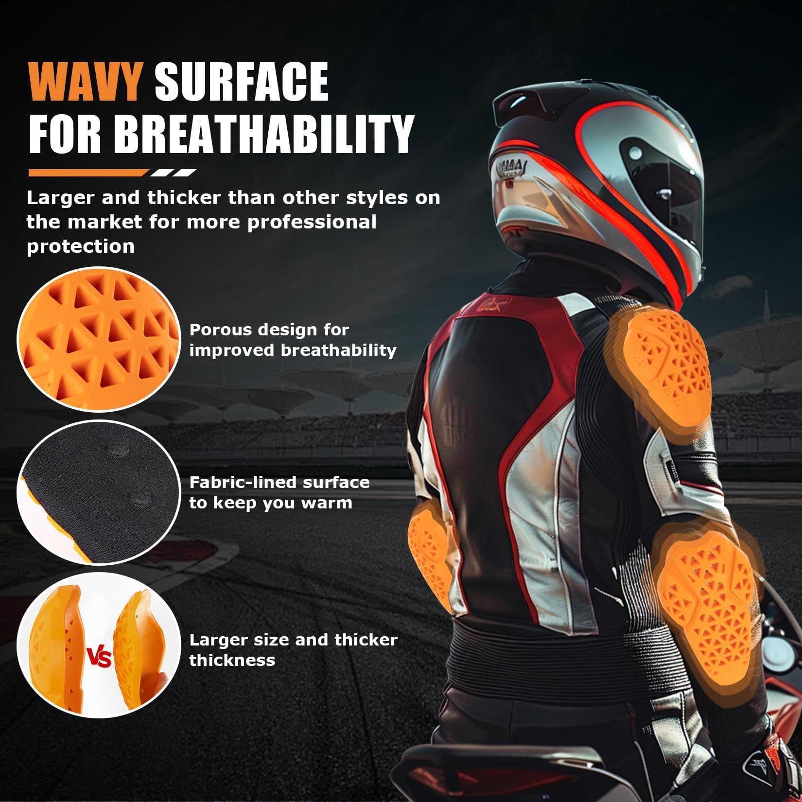 PSLER CE Level 2 Motorcycle Armor Set - Back, Elbow & Shoulder Pads (5PCS) for Riding Safety