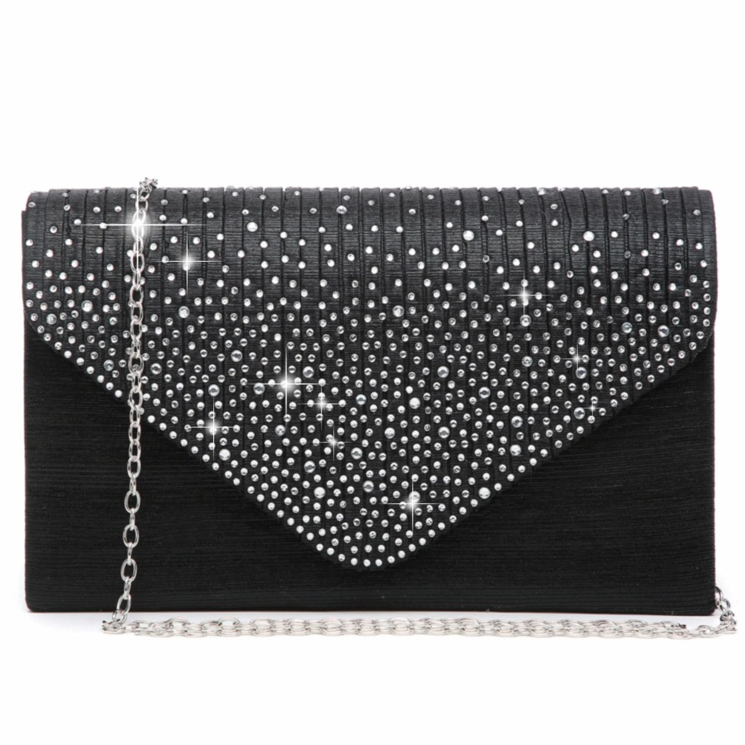 Dasein Women's Rhinestone Satin Clutch Purse - Elegant Evening Bag for Wedding, Prom, Cocktail Party & Formal Events - Perfect for Dinners, Galas & Special Occasions