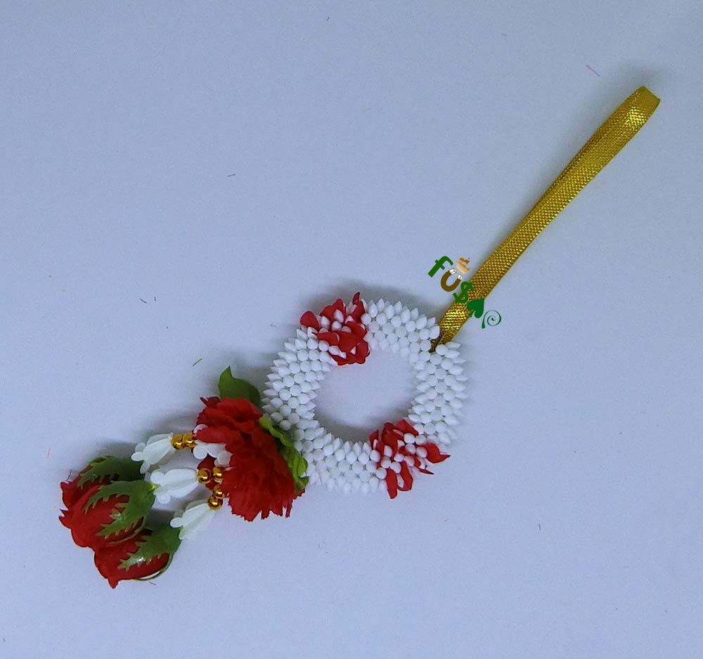 Thai Rose Jasmine Garland Fabric Flowers - Handmade Plastic Floral Decor (3” Diameter, Red) for Weddings, Home Decor, and Party Centerpieces