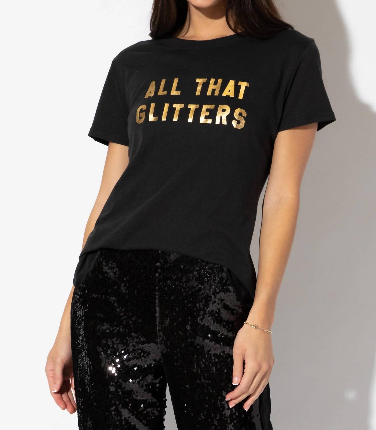 All That Glitters Classic Black T-Shirt - Trendy Graphic Tee for Women | Perfect for Casual Wear, Parties & Everyday Fashion