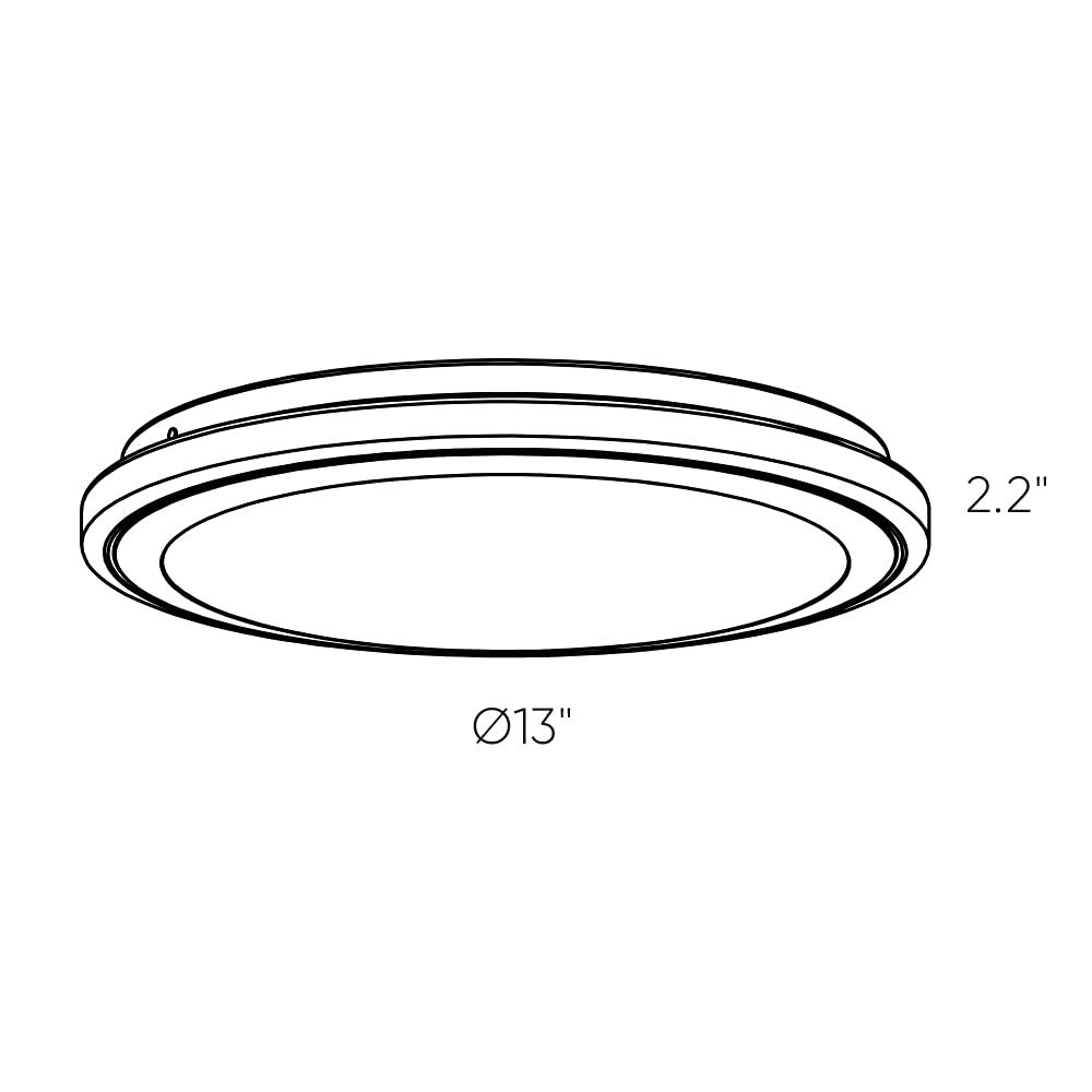 DALS Lighting 13 Inch Round CCT LED Glass Flush Mount Ceiling Light - Dimmable Modern Fixture for Bedroom, Kitchen, Hallway & Living Room Lighting