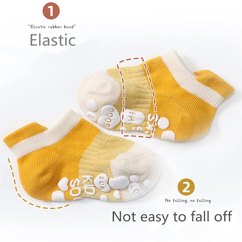 10 Pairs Non-Slip Baby Socks for Toddlers - Soft Anti-Skid Grips for Boys & Girls - Unisex Ankle Socks for Safe Play & Learning to Walk