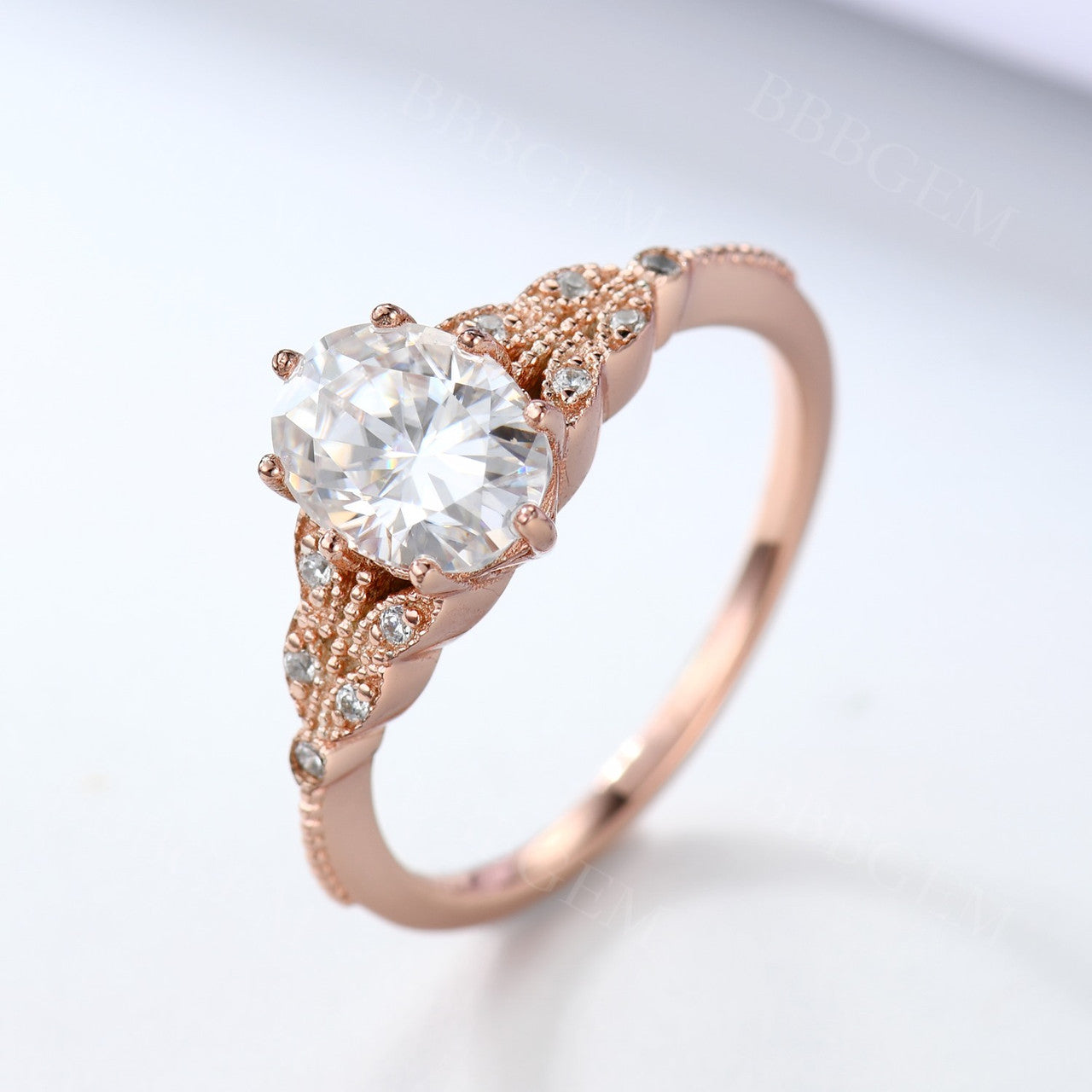 6x8mm Oval Moissanite Engagement Ring - Art Deco Rose Gold Vintage Wedding & Promise Ring for Women | Perfect for Proposals, Anniversaries, and Special Occasions