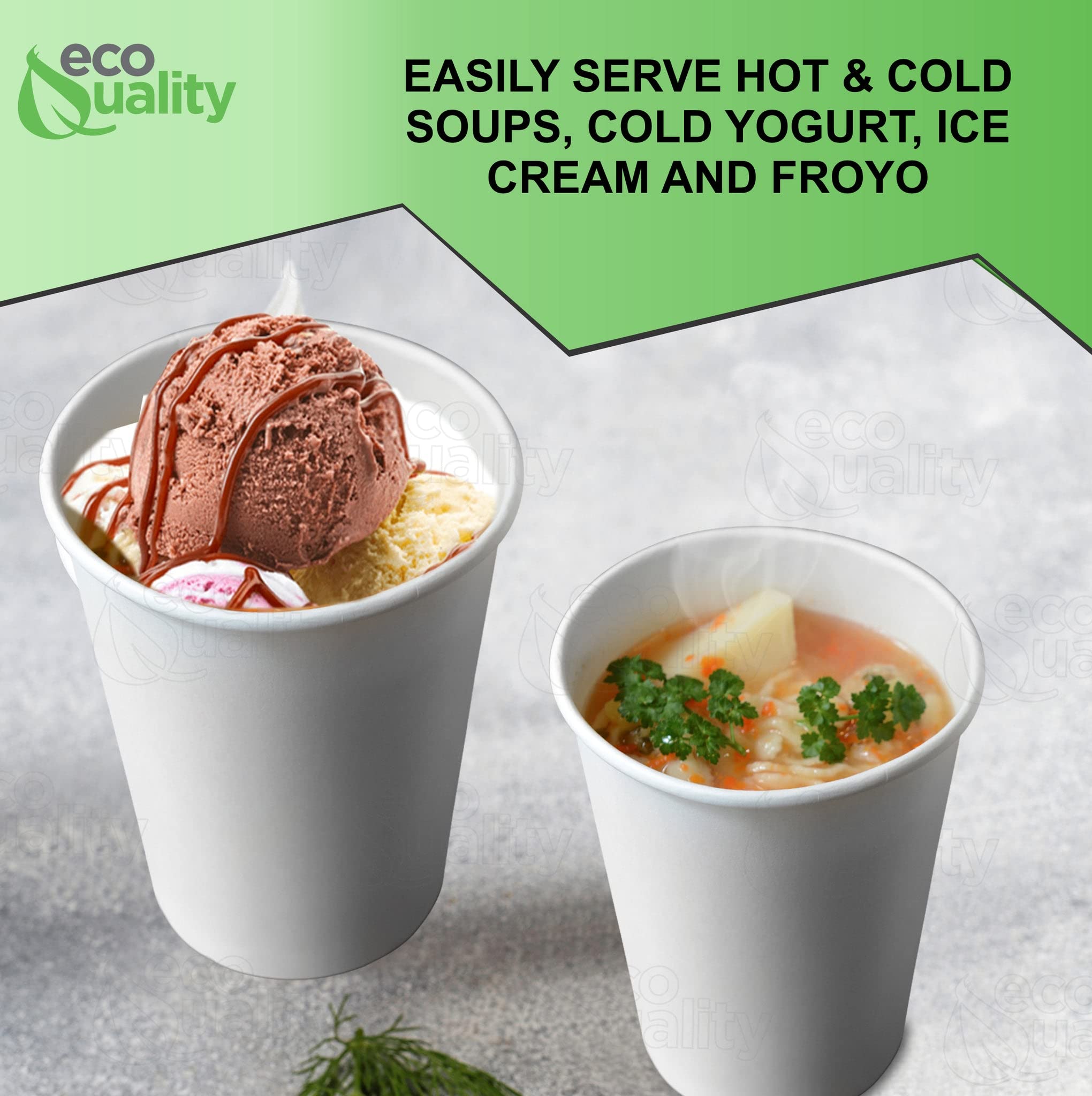 Eco-Friendly Disposable 32oz White Paper Soup Containers - Microwave & Freezer Safe Food Storage Bowls for Ice Cream, Frozen Yogurt, Desserts - Bulk Pack of 200 - Perfect for Takeout, Parties & Catering Events