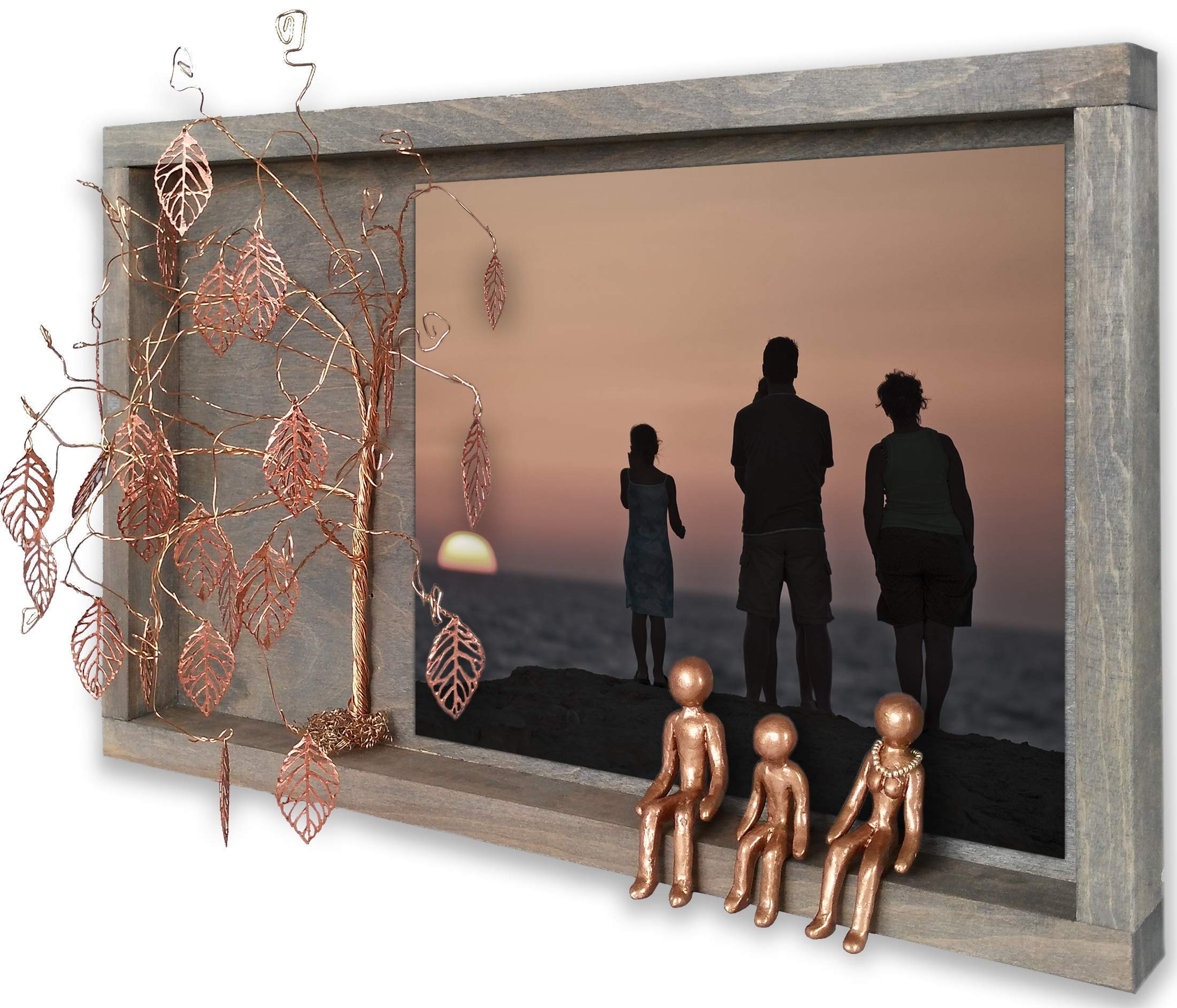 Personalized Tin Bronze Anniversary Family Tree Wedding Photo Frame - Custom Name Shadow Box Display Case for 6, 8, 10, 12 Years - Unique Gifts for Inlaws, Wife, Husband Birthday - Perfect for Home Decor, Wedding Anniversaries & Special Occasions
