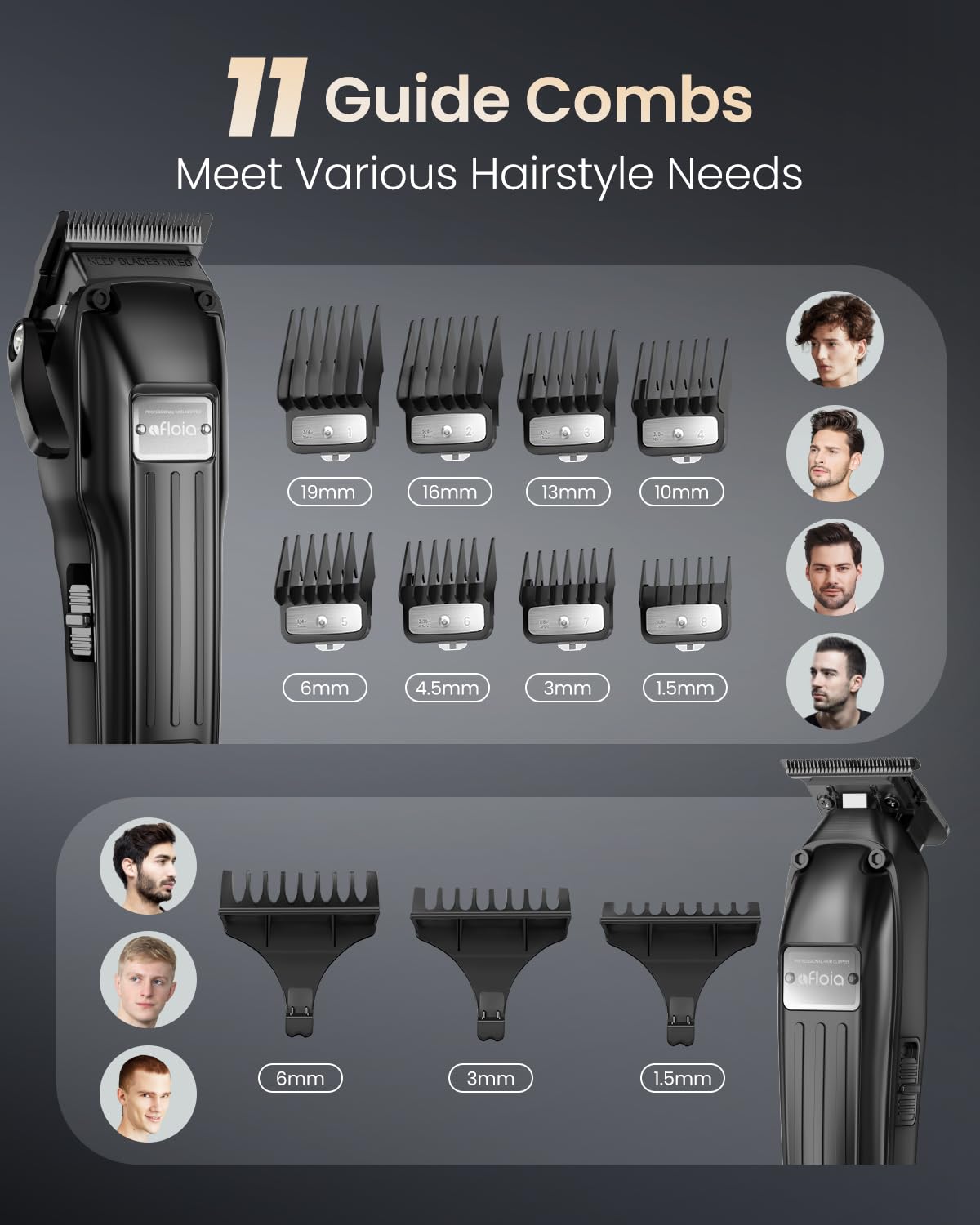 Premium Hair Clippers for Men - Afloia Professional Hair Cutting & Trimming Kit with Brushless Motor, DLC Coated Blades & Charging Stand - Perfect for Home Barbering, DIY Haircuts & Gifts for Husband, Dad